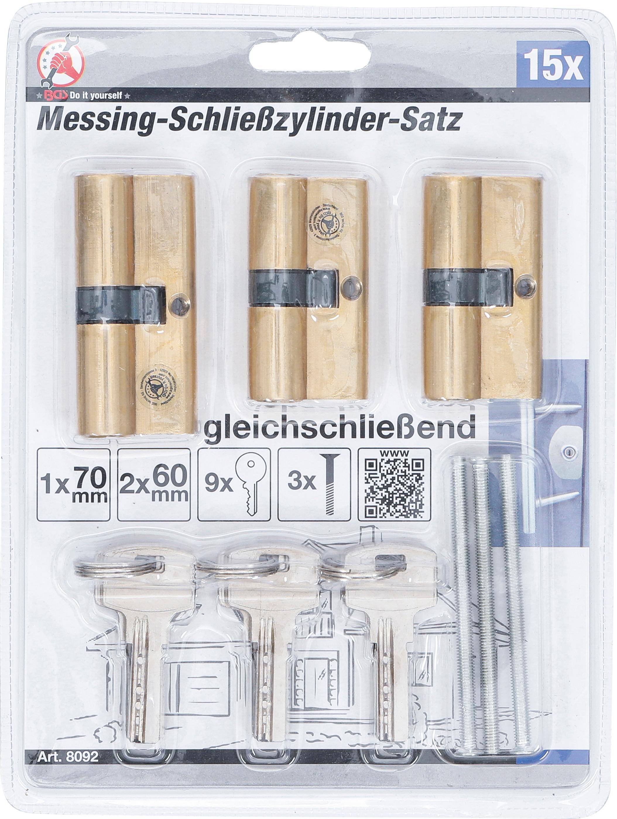 BGS Do It Yourself Messing-Schließzylinder-Satz | gleichschließend |
