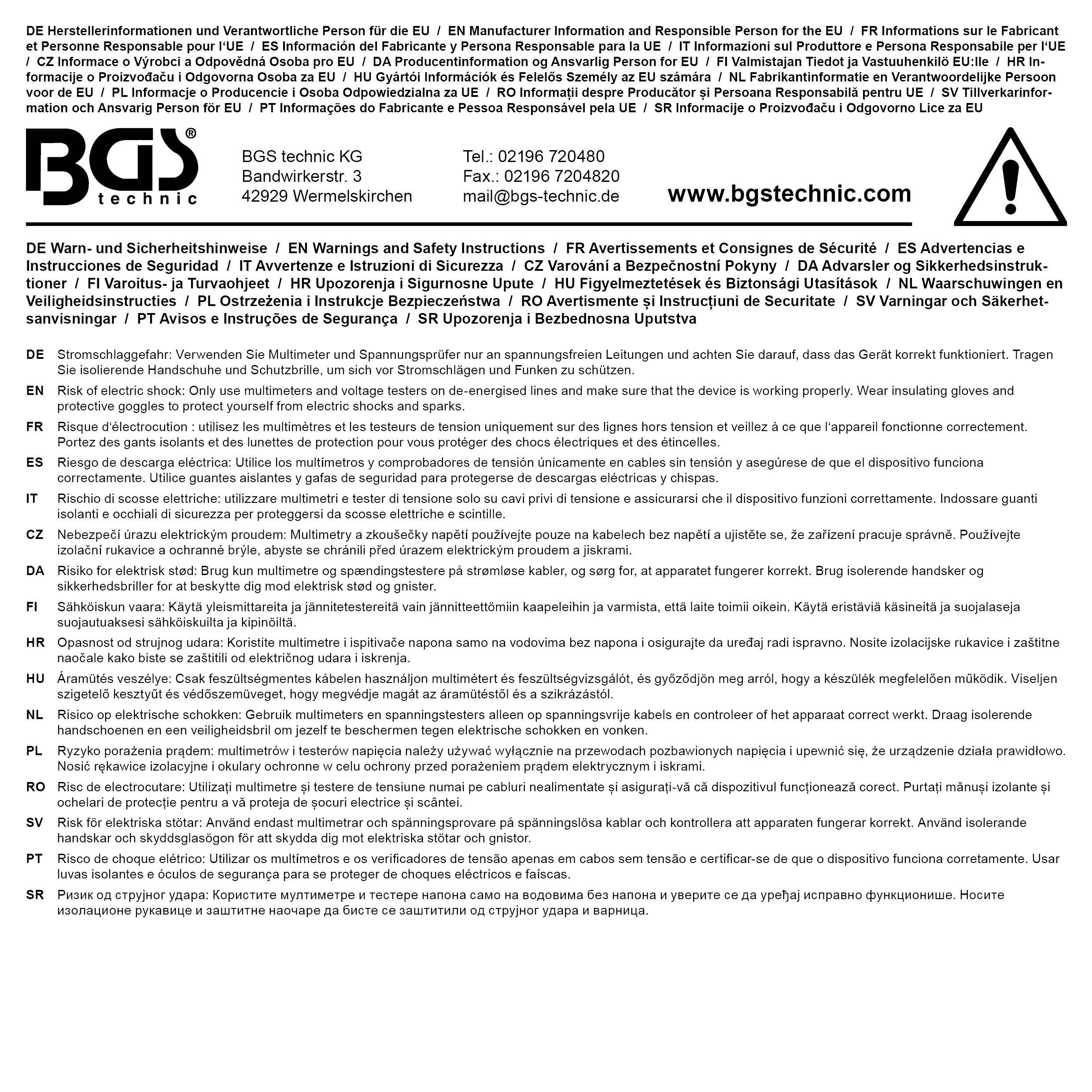 BGS technic Kfz-Spannungs und Stromprfer | 1 - 48 V