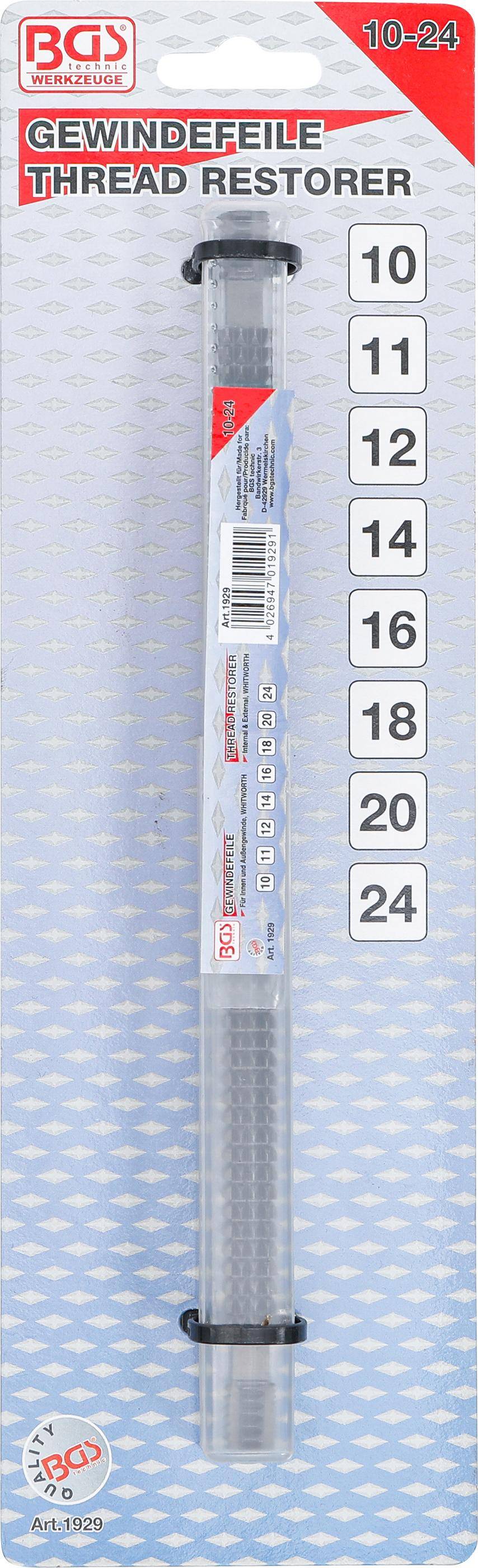 BGS technic Gewindefeile | für Innen-/Außengewinde | Whitworth 10 - 24