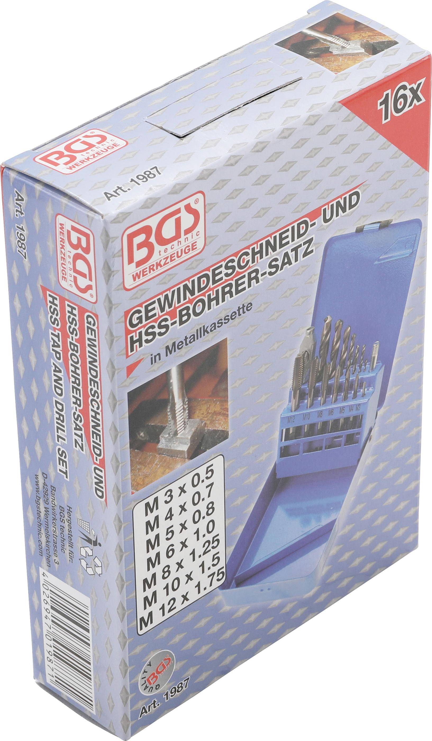 BGS Gewindeschneid-/HSS-Bohrer-Satz | M3 - M12 / 2,5 - 10,2 mm