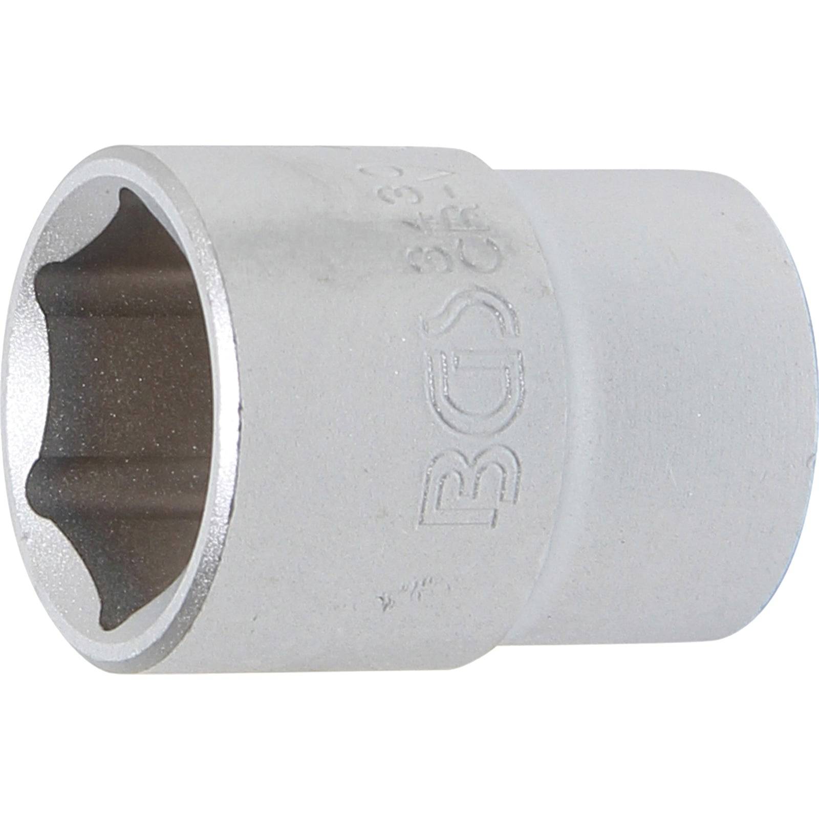 Ein silberner Steckschlüsseleinsatz mit sechskantiger Innenfläche, gekennzeichnet mit BGS und Größe 34.