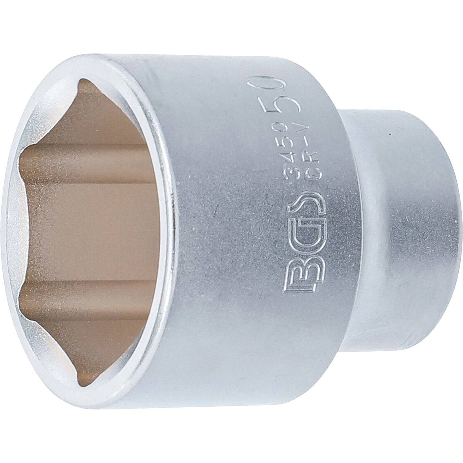 Chrom-Vanadium-Steckschlüssel, Größe 50mm, sechseckige Form zum Festziehen oder Lösen von Muttern und Schrauben in mechanischen Anwendungen.