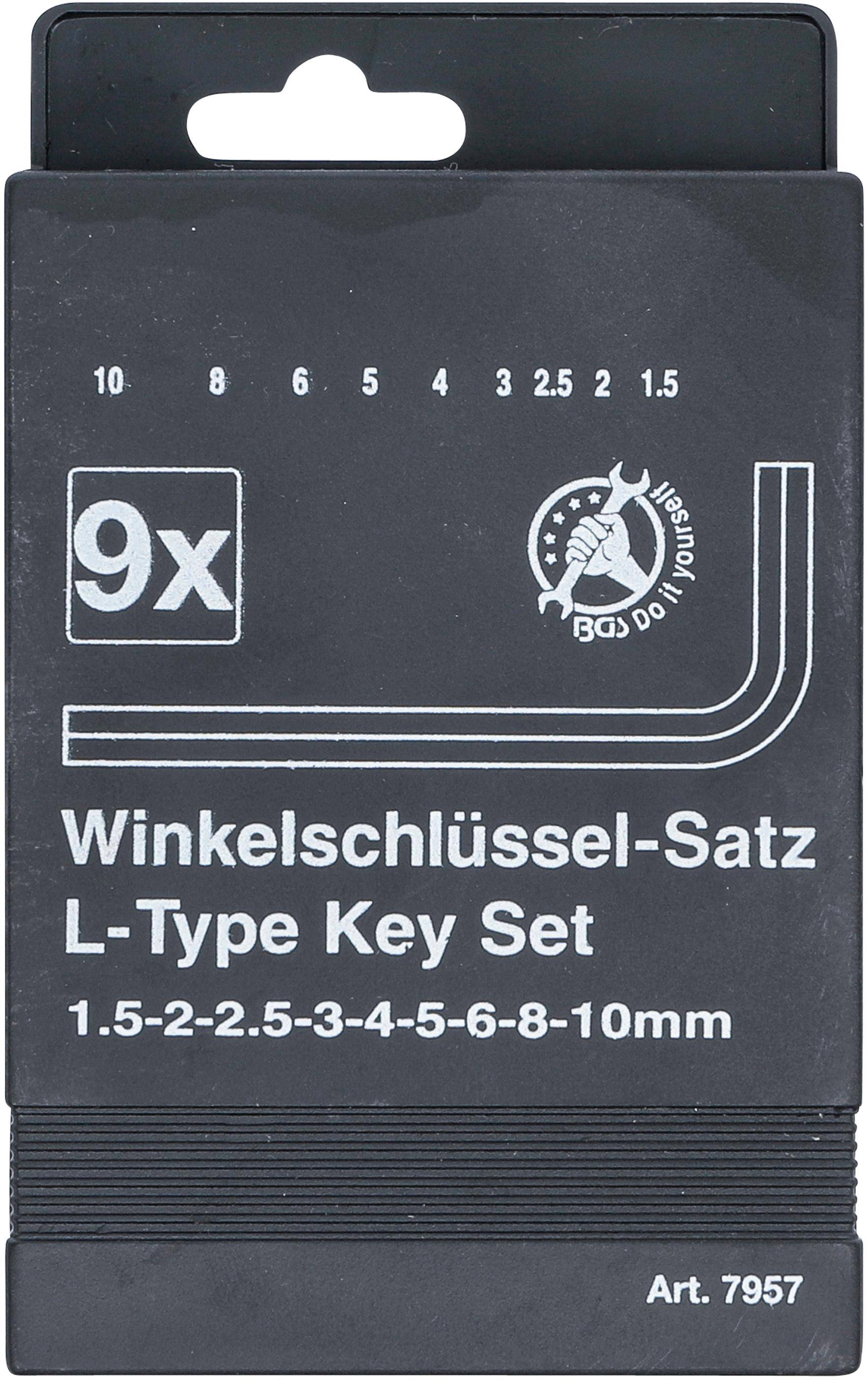BGS Diy Winkelschlüssel-Satz | Innensechskant 1,5 - 10 mm | 9-tlg.