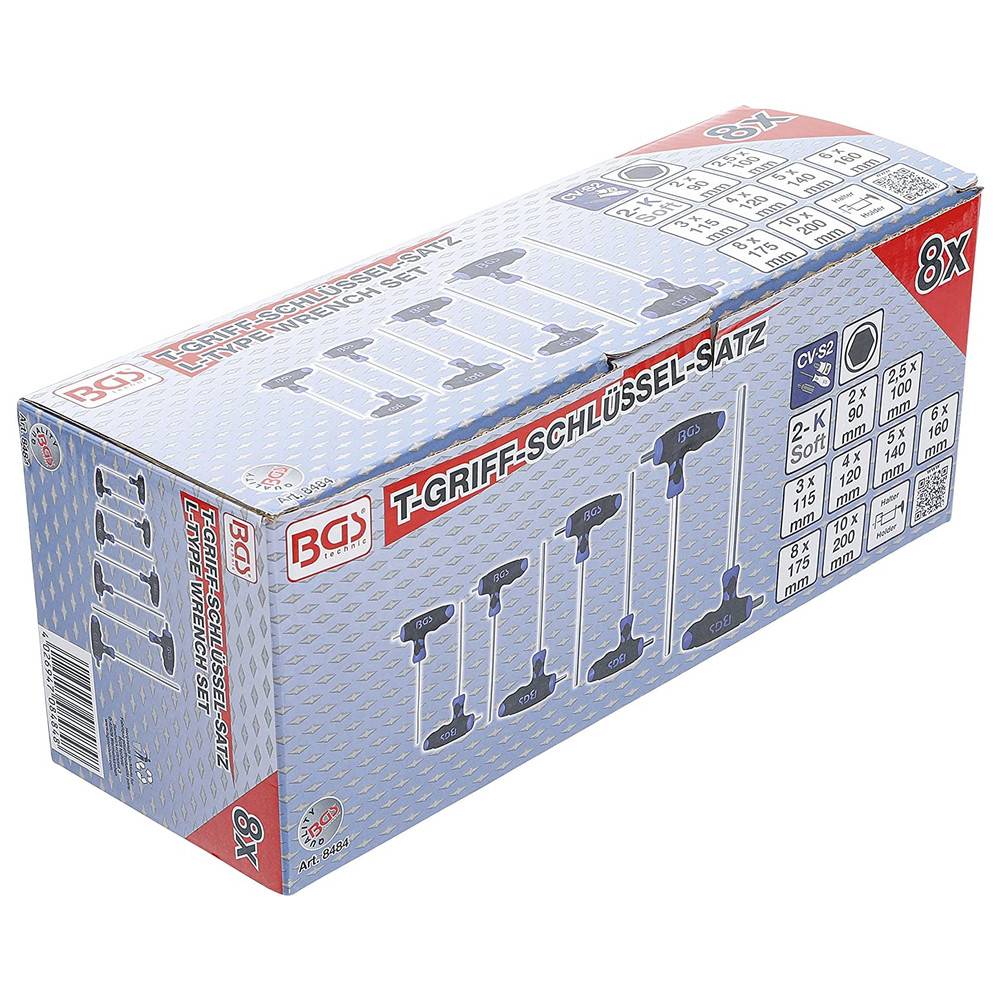BGS T-Griff-Schlüssel-Satz, Innensechskant, 8-teilig, 2-10 mm