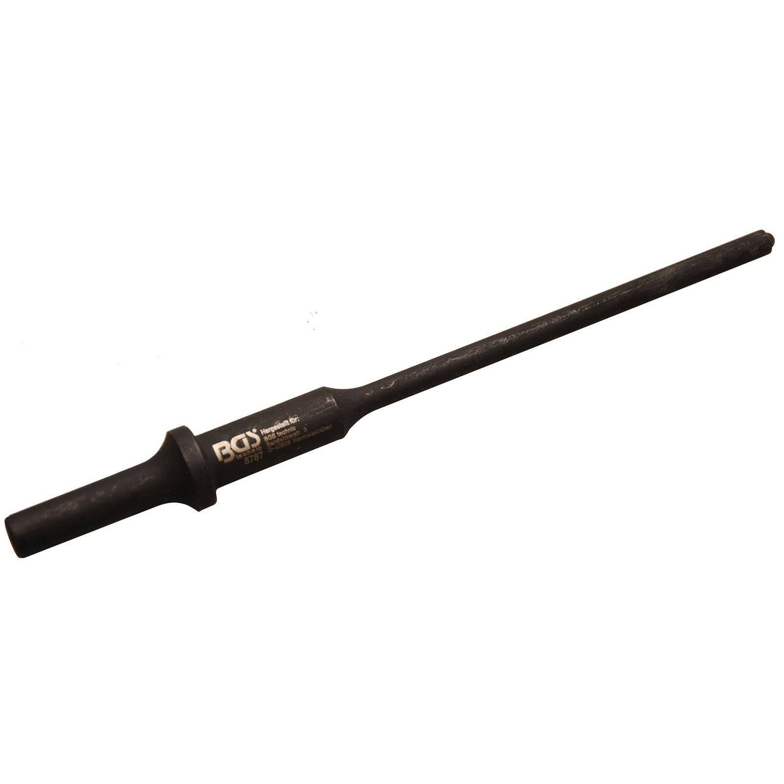 Ein langer schwarzer Metallwerkzeug mit einem zylindrischen Schaft und einer breiteren Basis, der zum Aufbringen von Drehmoment auf Befestigungselemente verwendet wird.