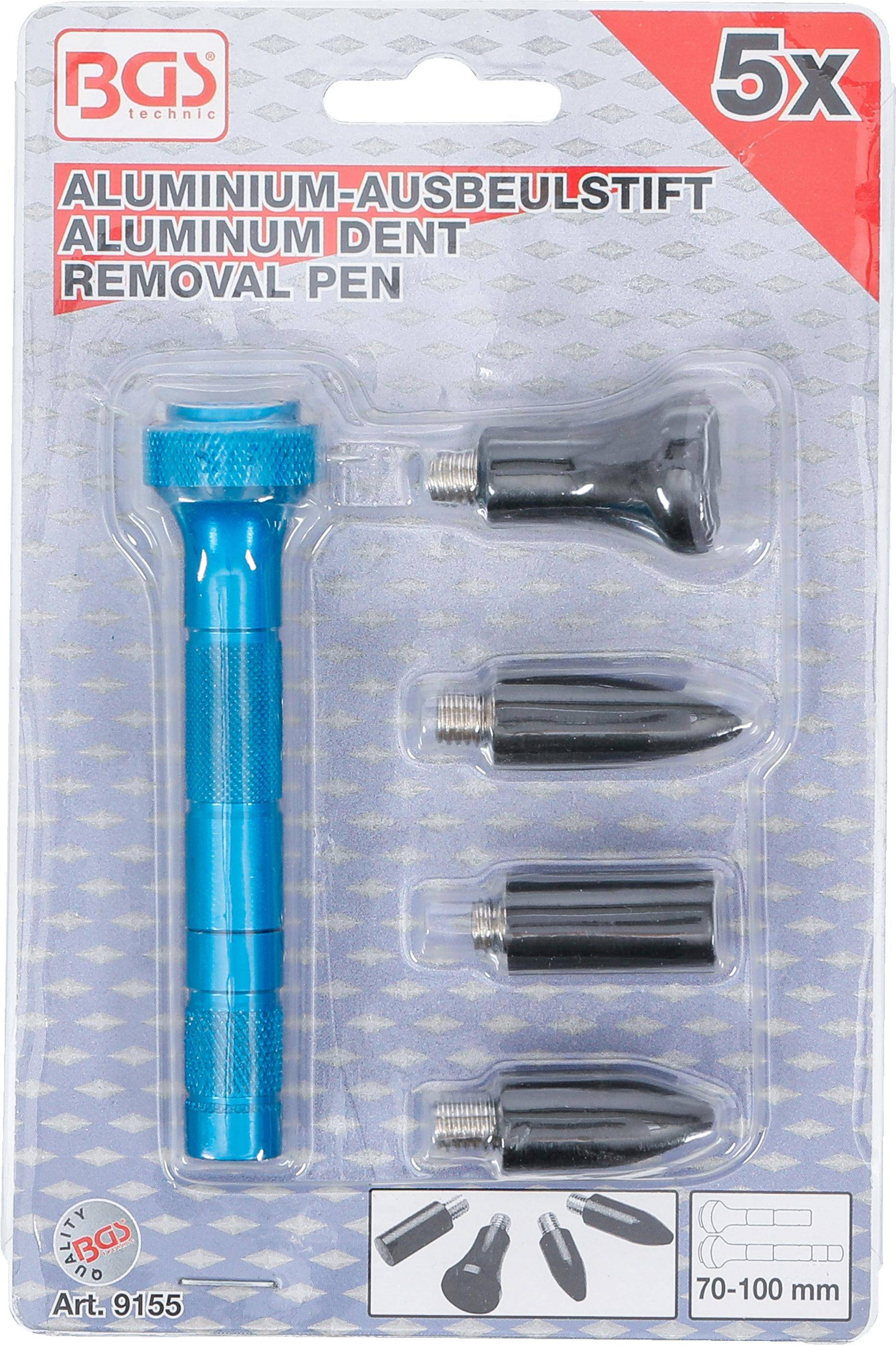 BGS technic Aluminum-Ausbeulstift mit auswechselbaren Spitzen | 100 mm
