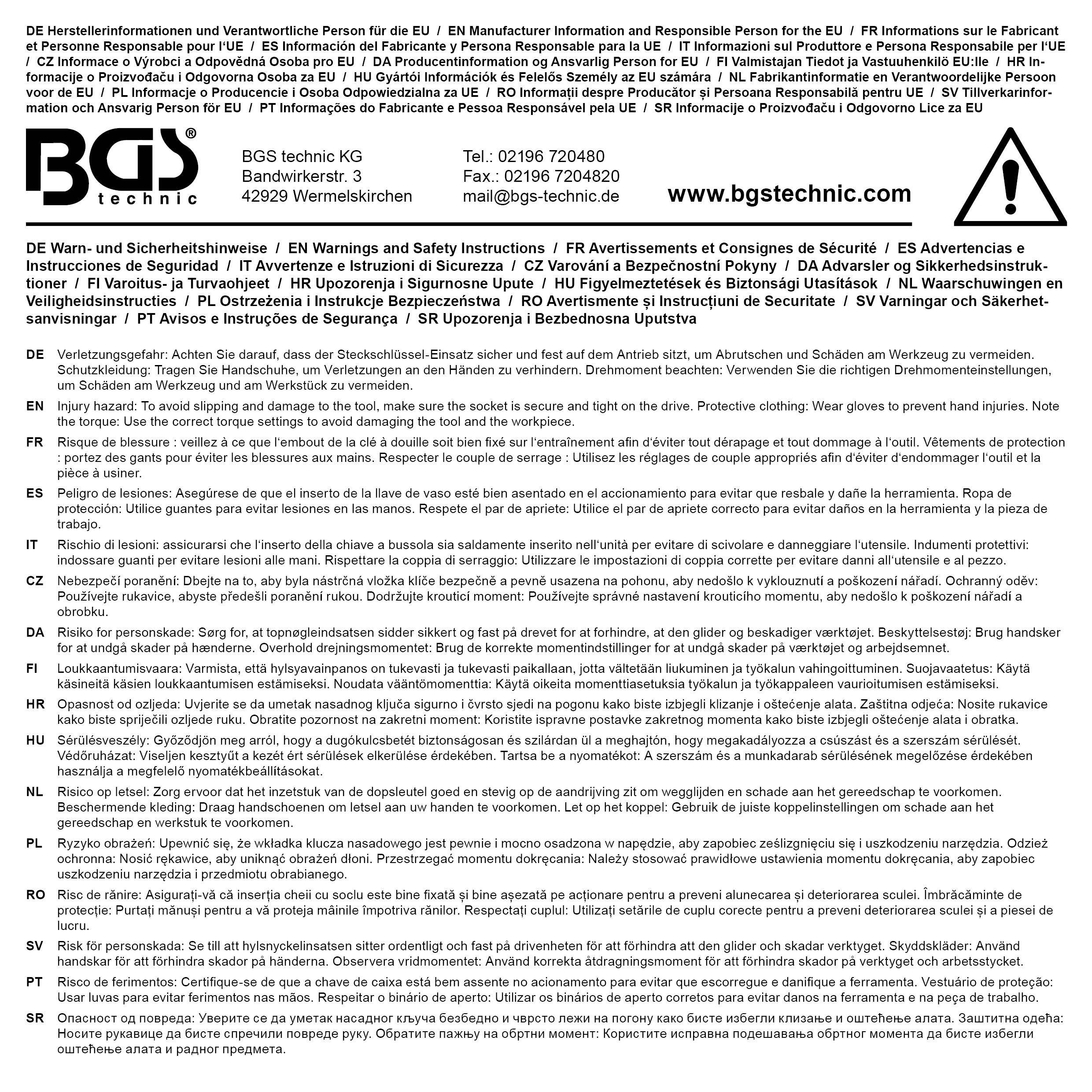 BGS Steckschlüssel-Einsatz Gear Lock | Antrieb Innenvierkant 6,3 mm