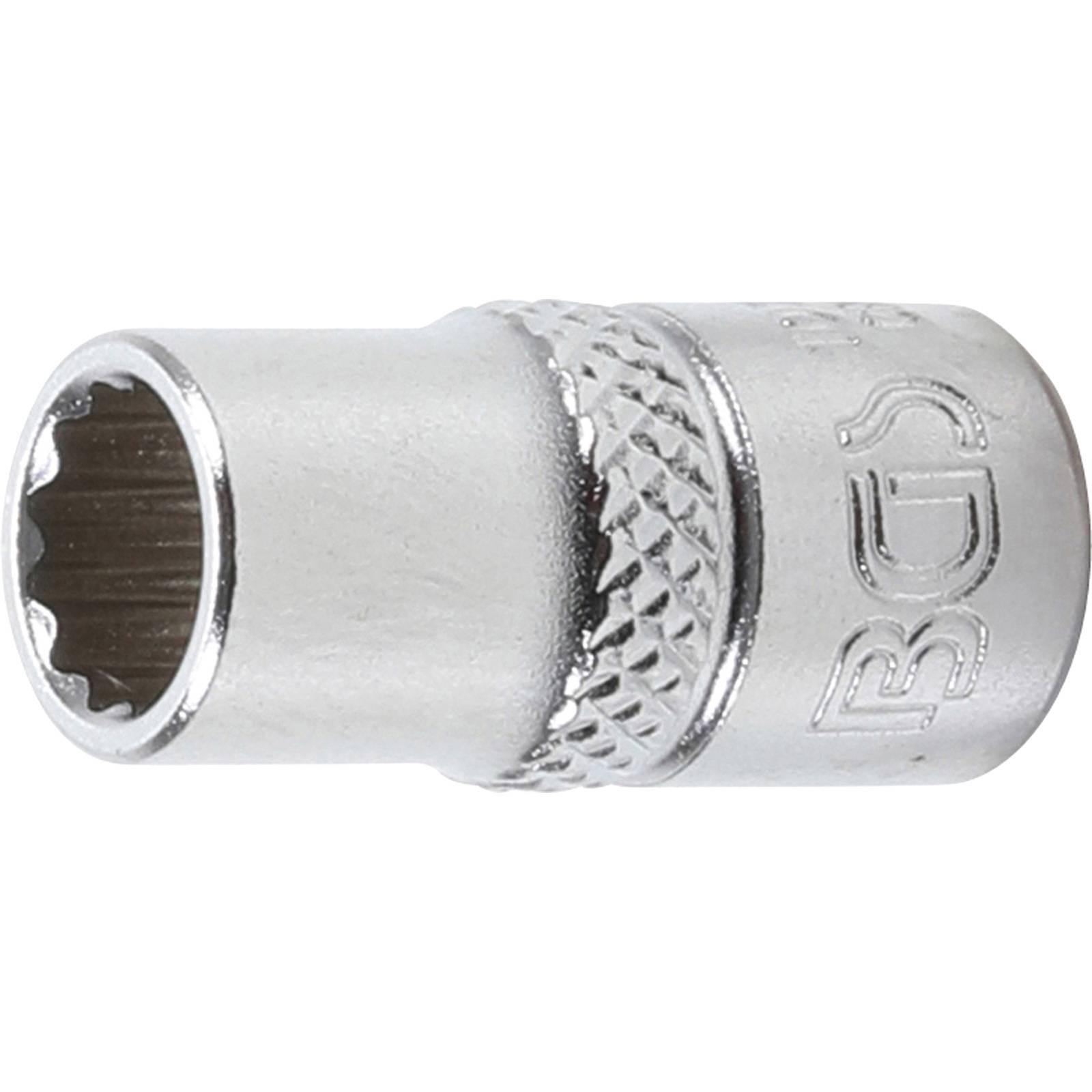 Metallschraubenschlüssel mit Kopf, silberfarben mit gerilltem Griff, mit eingeprägtem 'BCD'; verwendet zum Anziehen oder Lösen von Befestigungselementen.