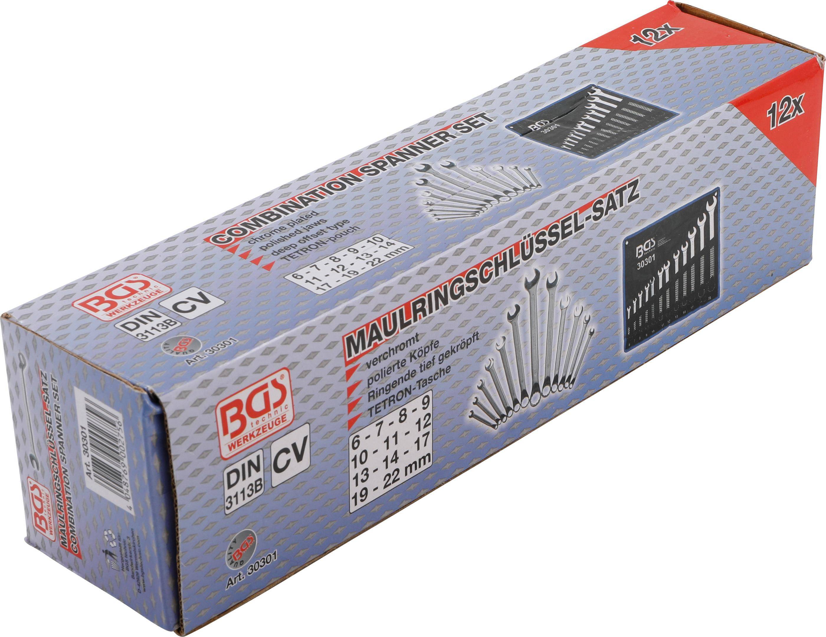 BGS Maul-Ringschlssel-Satz | gekrpft | SW 6 - 22 mm | 12-tlg.