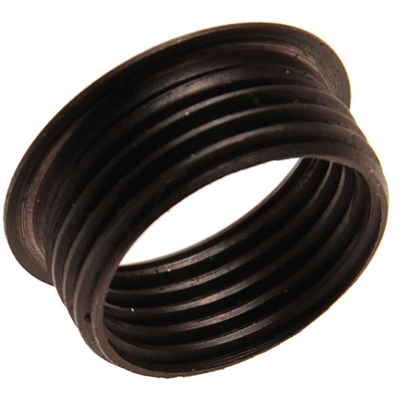 Eine schwarze, gewickelte Gummidichtung mit kreisförmigen Rillen, die zum Abdichten von Verbindungen in der Sanitär- oder Maschinentechnik verwendet wird.