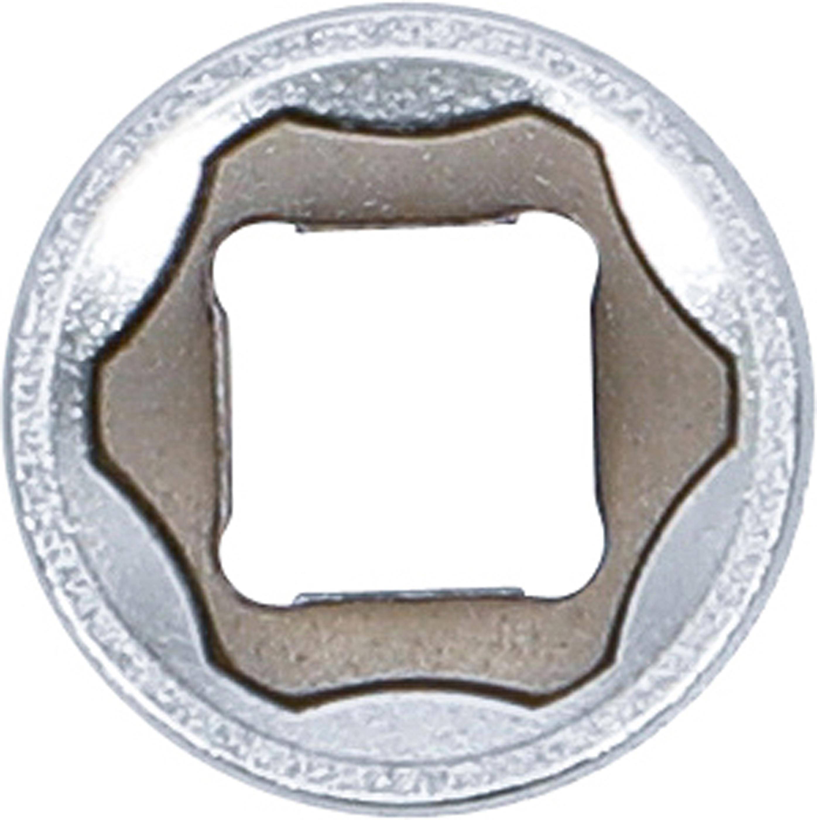 Eine Nahaufnahme eines Metallbefestigungselements mit einer Torx- und Quadrataufnahme im Schraubenkopf, das zum sicheren Verbinden von Materialien verwendet wird.