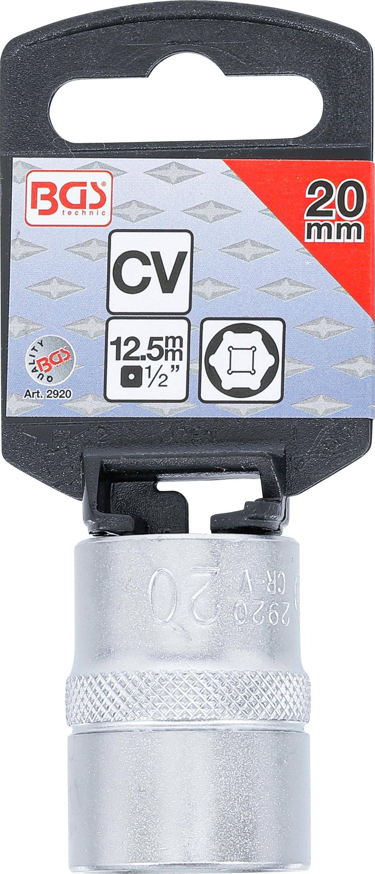 BGS Steckschlssel-Einsatz Sechskant | Antrieb Innenvierkant 12,5 mm