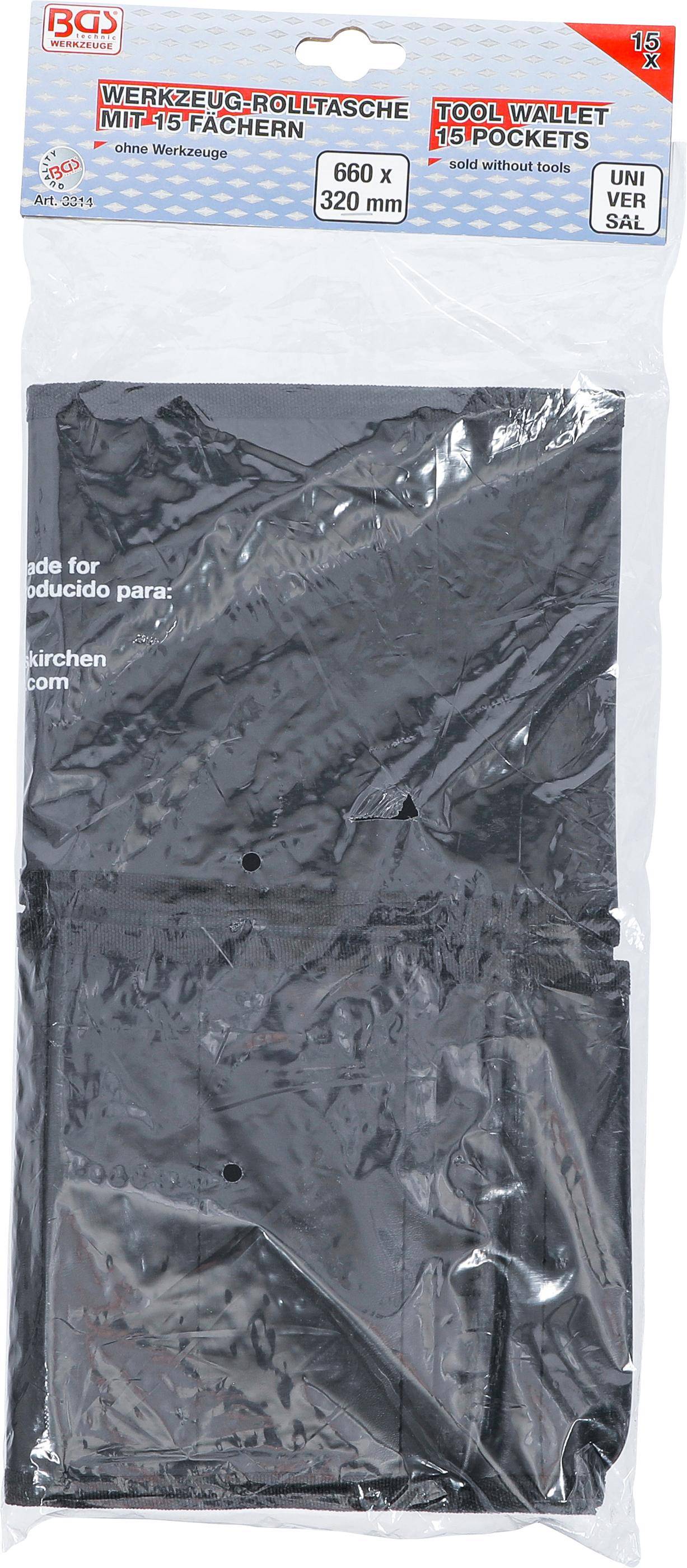 BGS Rolltasche fr Werkzeug mit 15 Fchern | 660 x 320 mm | leer