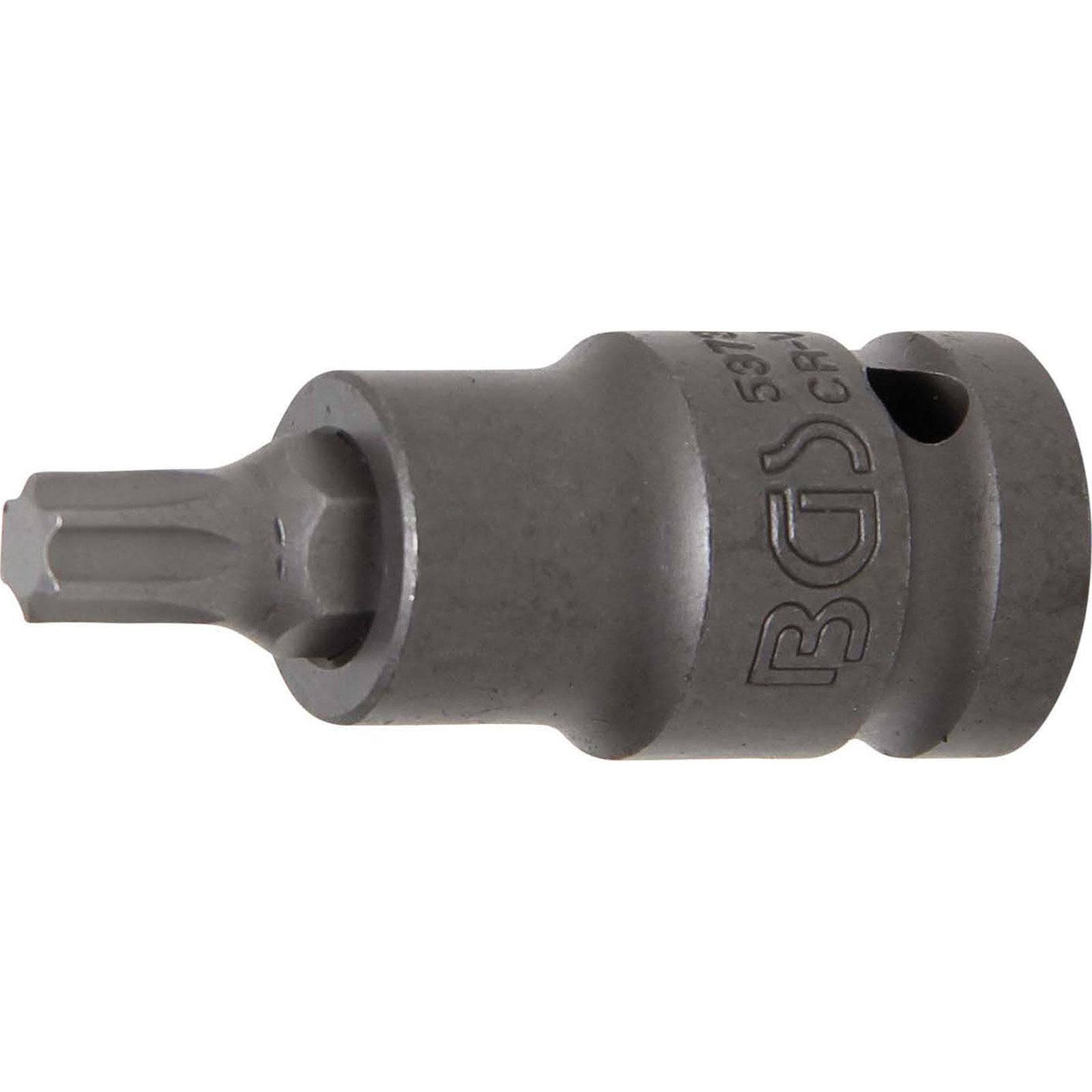 T30 Torx-Stecknuss, Metall, mit eingraviertem BGS-Logo, zum Befestigen, auf weißem Hintergrund dargestellt.