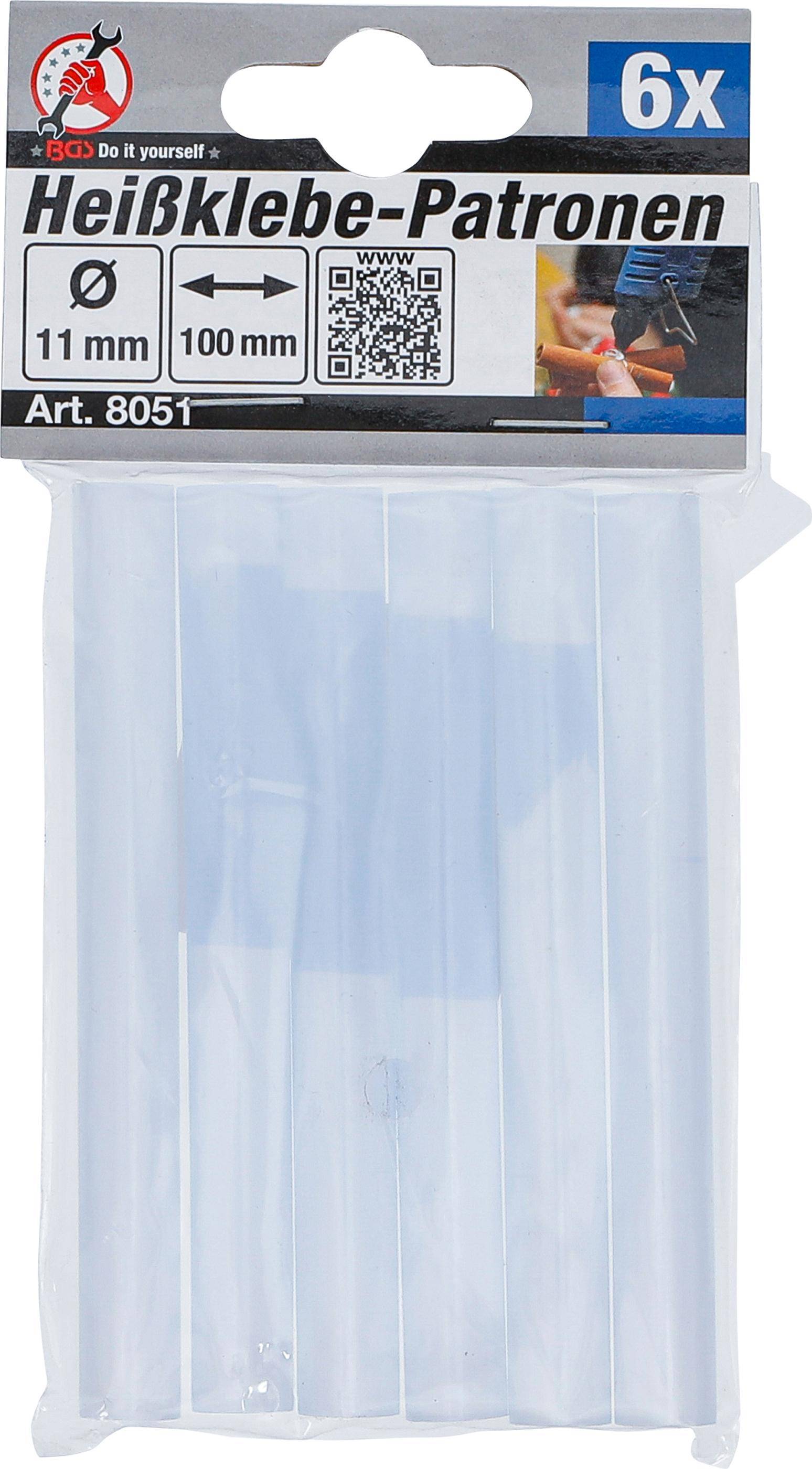BGS Diy Heißklebe-Patronen | transparent | Ø 11 mm, 100 mm | 6-tlg.