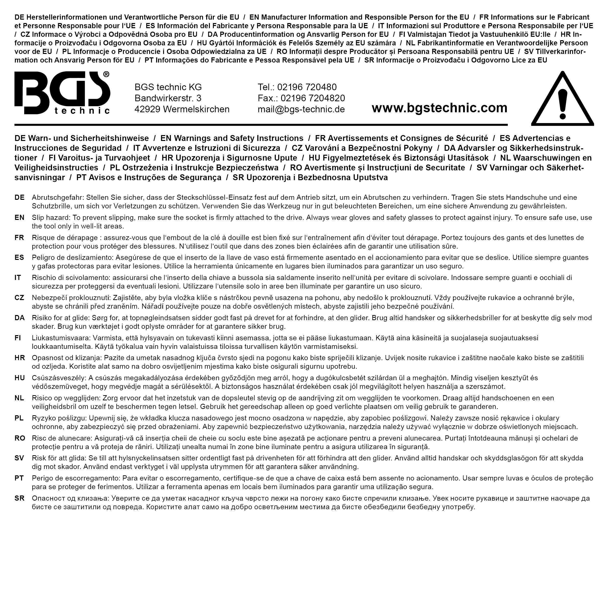 BGS Steckschlüssel-Einsatz Gear Lock, tief | Antrieb Innenvierkant