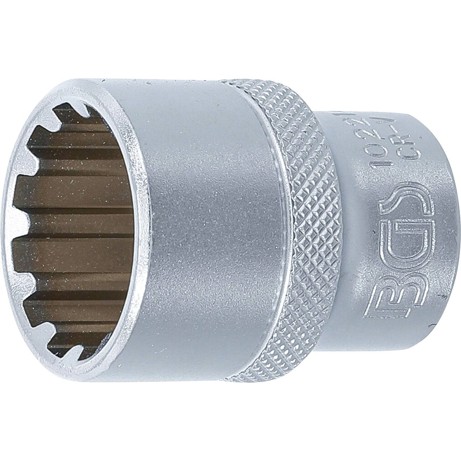 Ein Metallsockel-Schraubenschlüssel-Aufsatz mit strukturiertem Griff, graviert mit '10, 23mm'. Entwickelt zum Anziehen oder Lösen von Muttern und Schrauben.