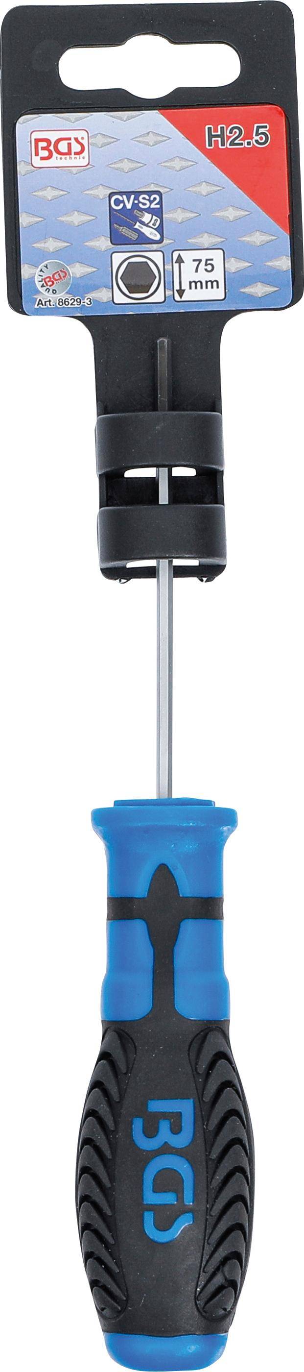 BGS technic Schraubendreher | Innensechskant 2,5 mm | Klingenlänge 75