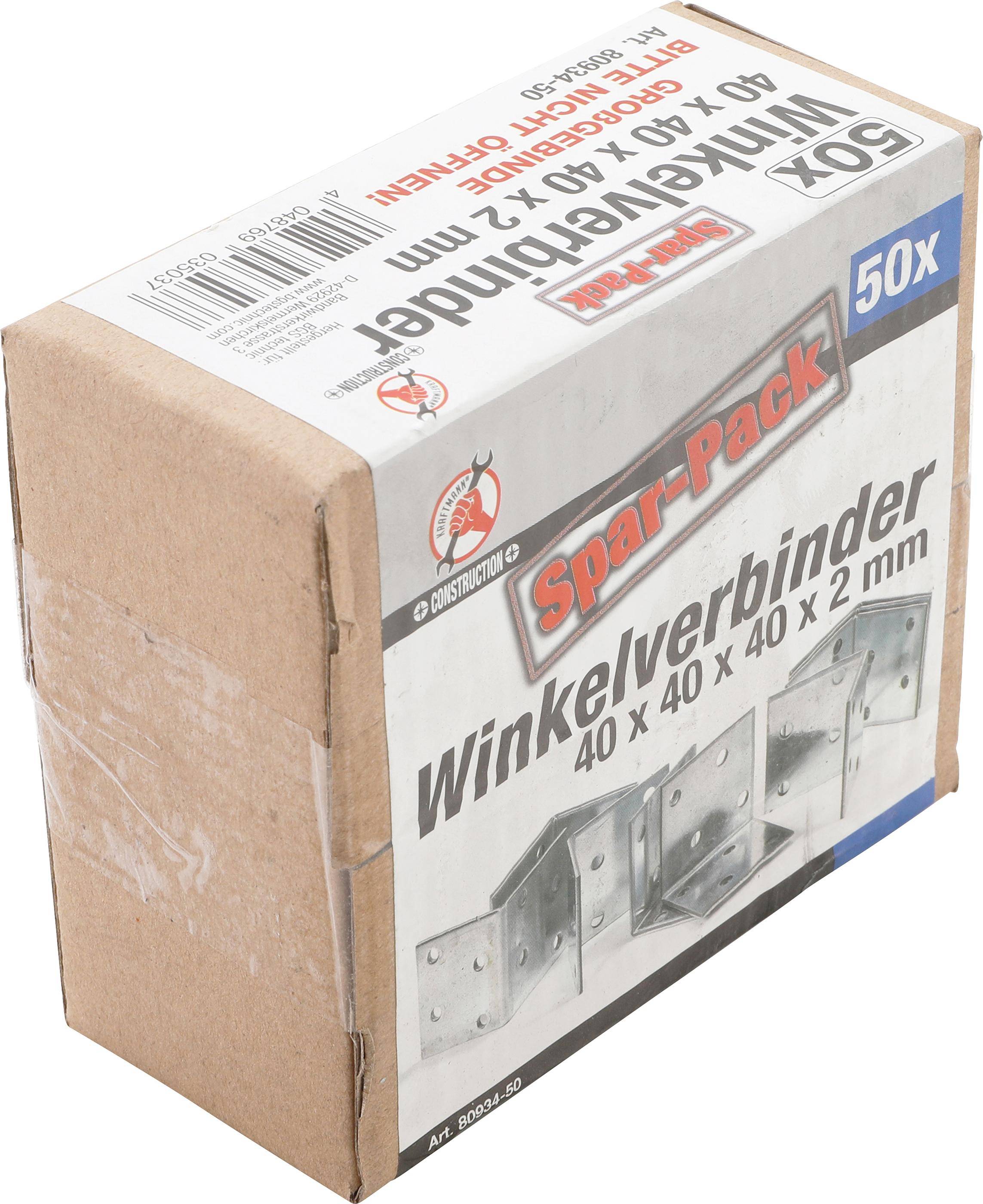 BGS Diy Winkelverbinder | 40 x 40 x 40 x 2 mm | Spar-Pack | 50 Stück