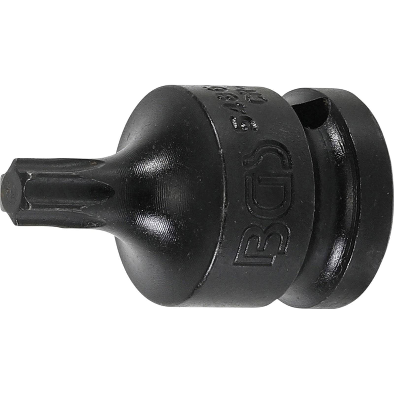Ein schwarzer Phillips-Schraubenziehereinsatz mit magnetischem Halter, ausgestattet mit einer gerillten Basis für eine sichere Befestigung an Elektrowerkzeugen.