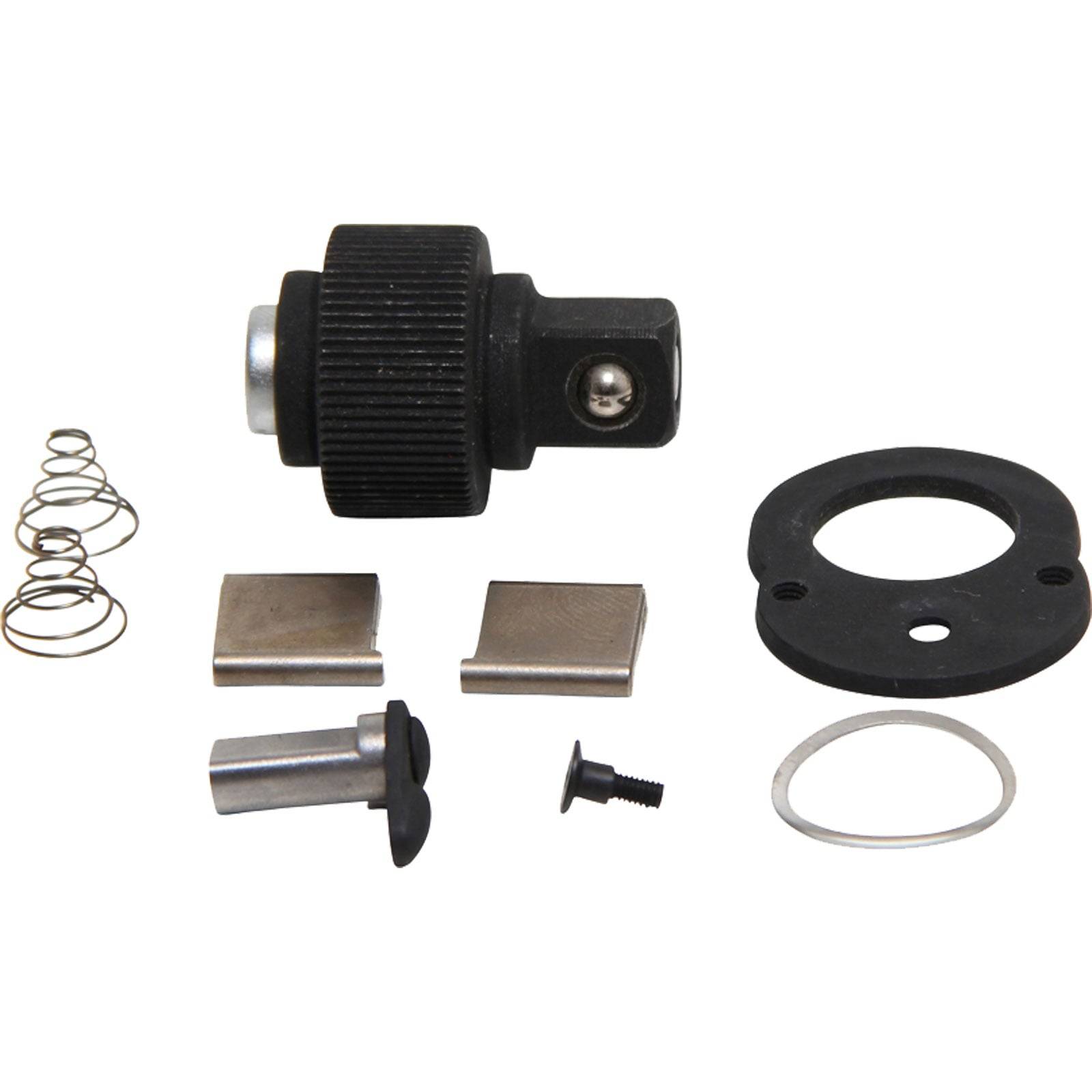 Ein Satz Reparaturteile für einen Fahrzeugschließzylinder, bestehend aus einer Feder, Zylinder, Schrauben und zugehörigen Komponenten, die auf einer weißen Oberfläche angeordnet sind.