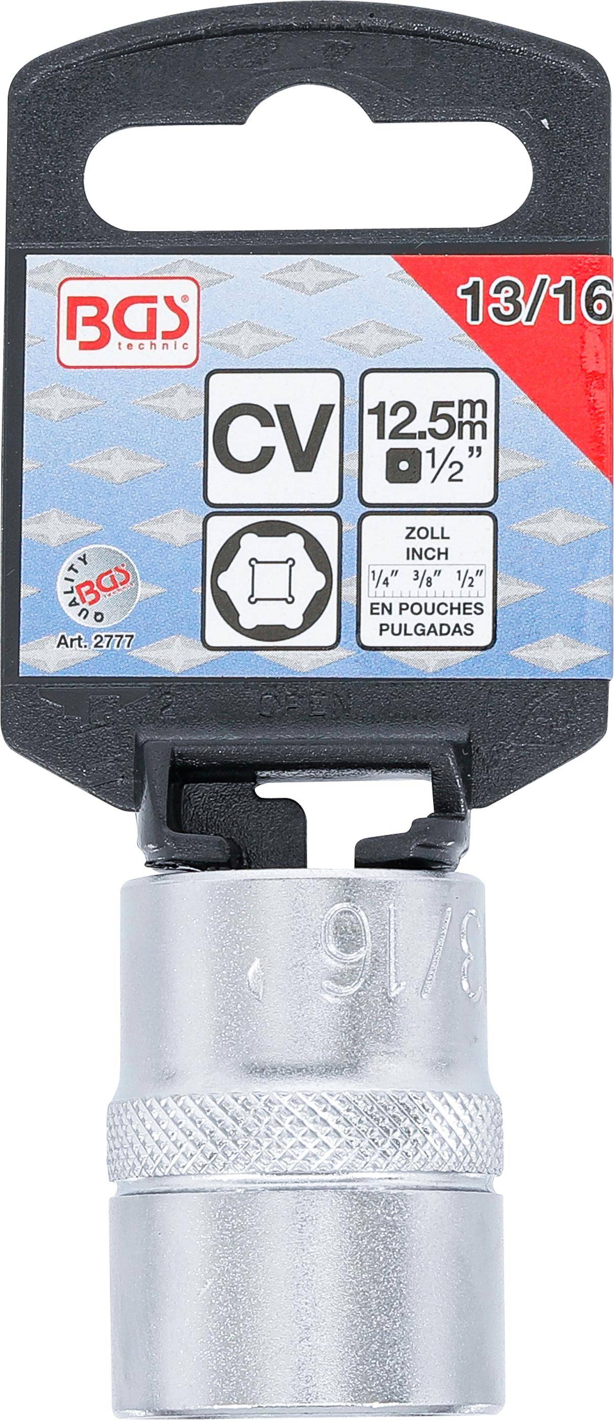 BGS Steckschlüssel-Einsatz Sechskant | Antrieb Innenvierkant 12,5 mm