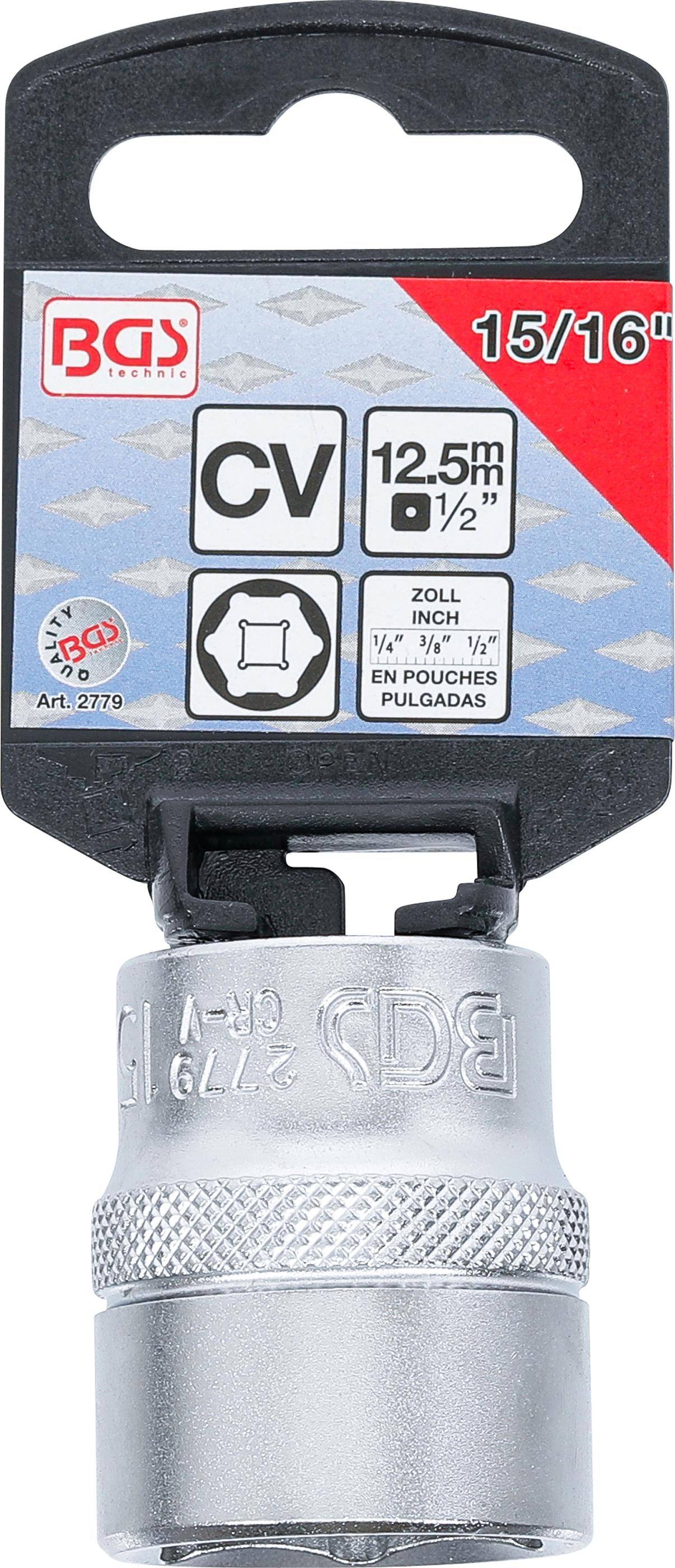 BGS Steckschlüssel-Einsatz Sechskant | Antrieb Innenvierkant 12,5 mm