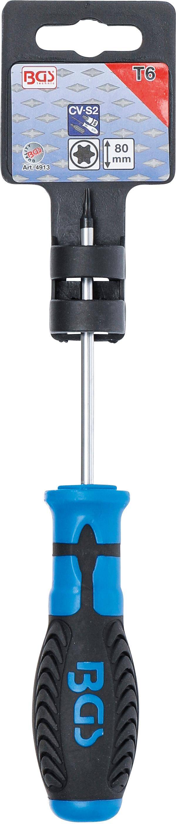 BGS Schraubendreher | T-Profil (für Torx) T6 | Klingenlänge 80 mm