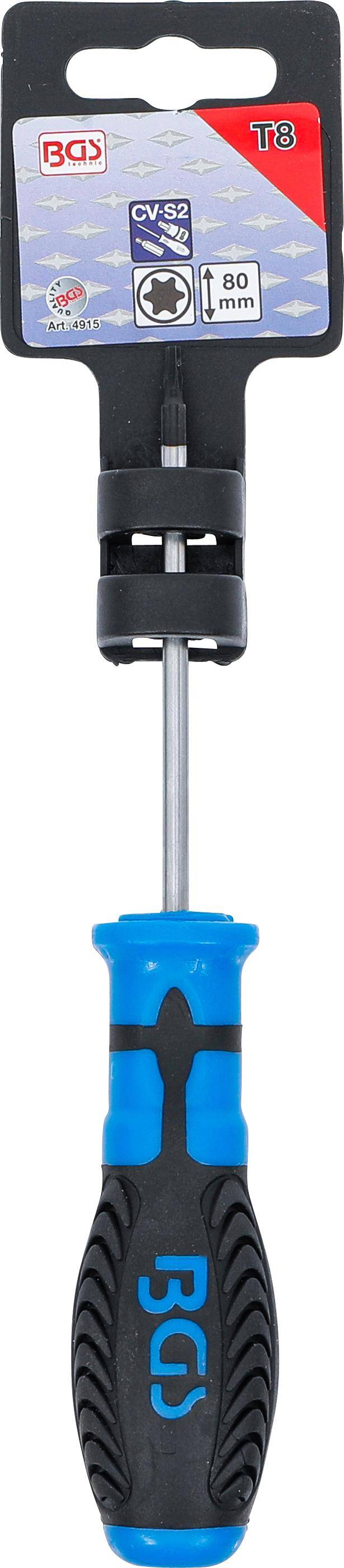 BGS Schraubendreher | T-Profil (fr Torx) T8 | Klingenlnge 80 mm