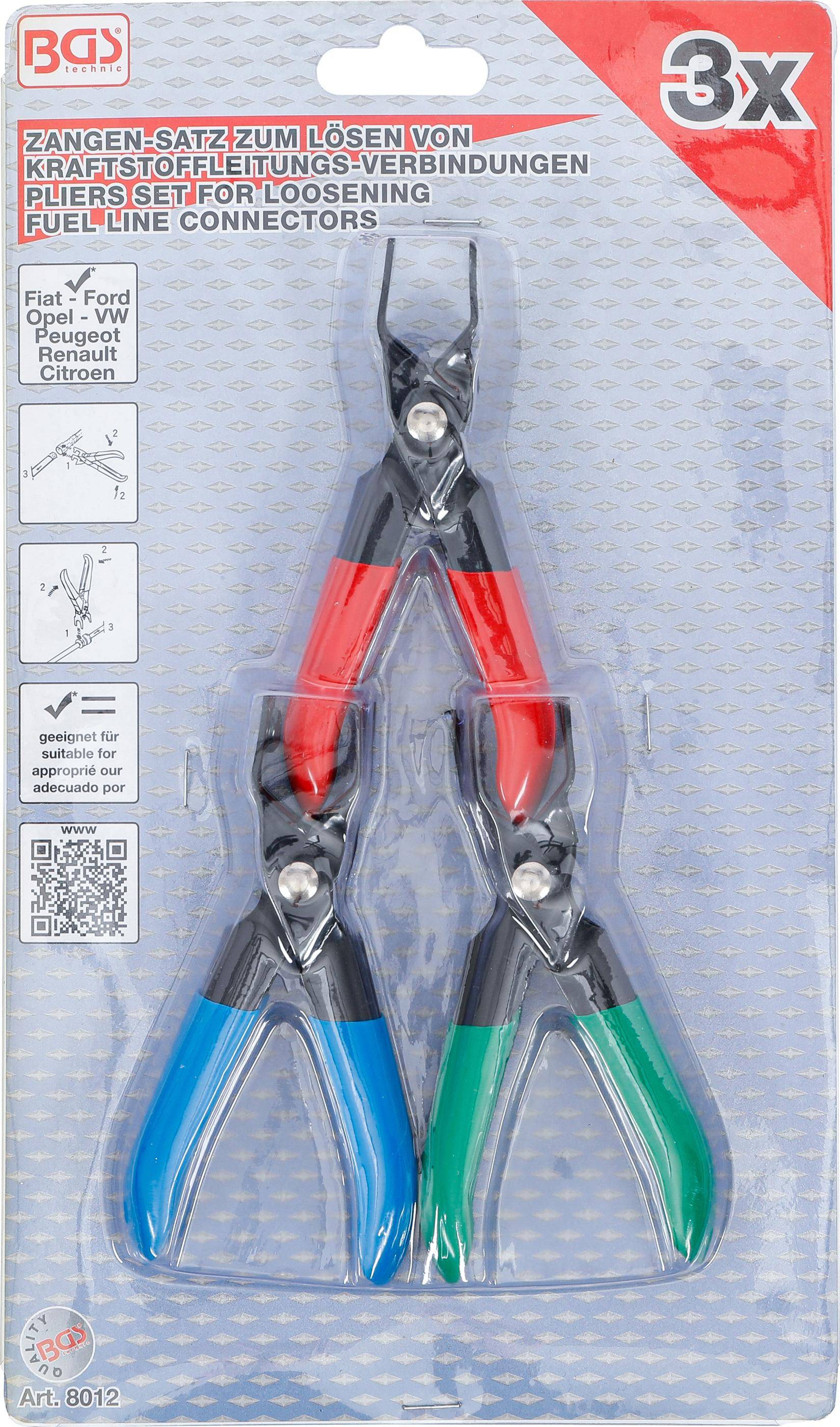 BGS Zangen zum Lsen von Kraftstoffleitungs-Verbindungen | 3-tlg.