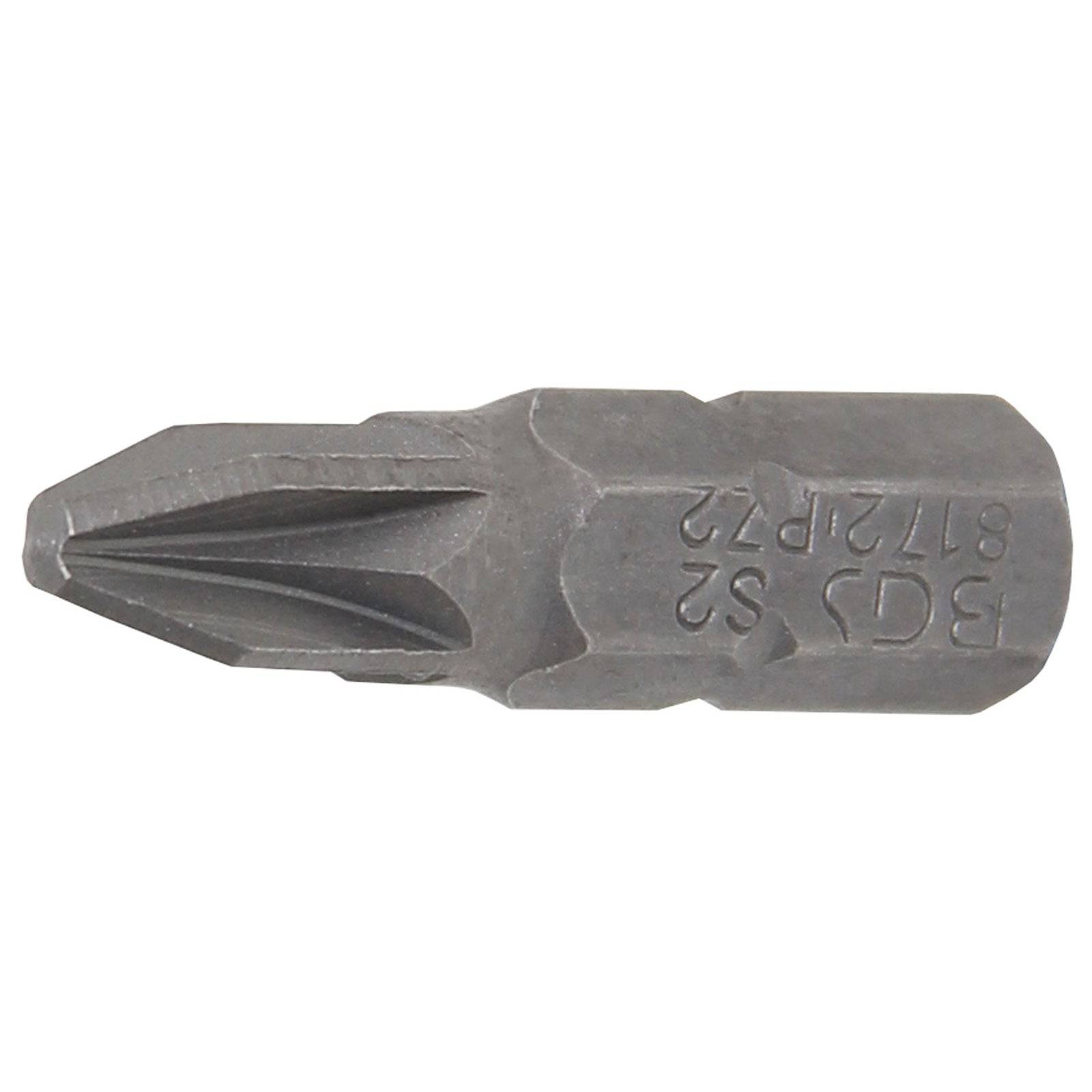 Ein Metall-Schraubendreher-Bit mit Phillips-Kopf-Design, gekennzeichnet mit ‚PH2 812122'.