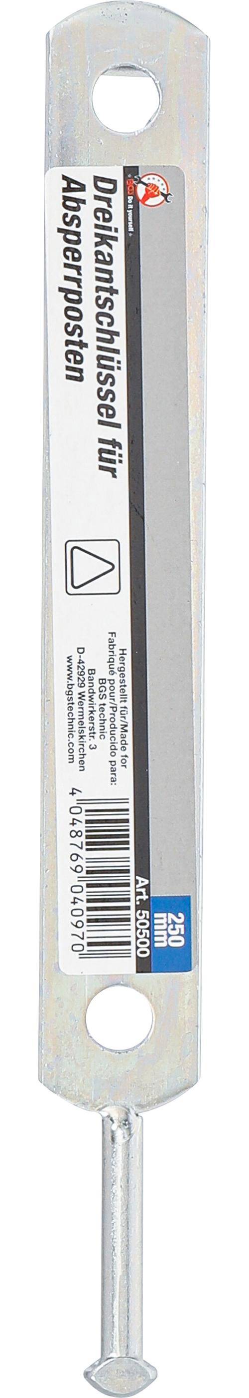 BGS Diy Dreikantschlüssel für Absperrposten mit Dreikantschloss | M12