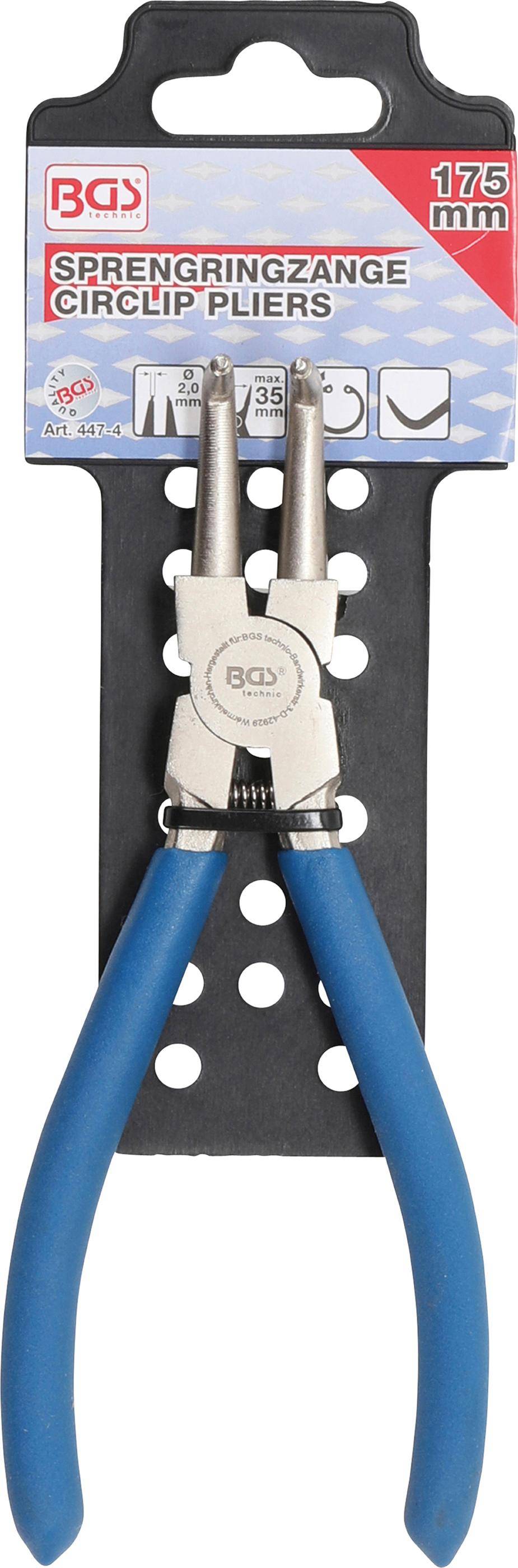 BGS Sprengringzange | abgewinkelt | für Innensprengringe | 175 mm