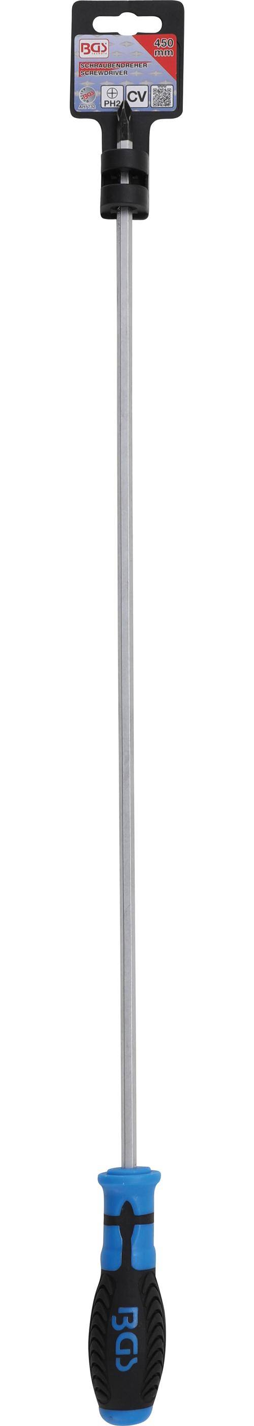 BGS Schraubendreher, lang | Kreuzschlitz PH2 | Klingenlnge 450 mm