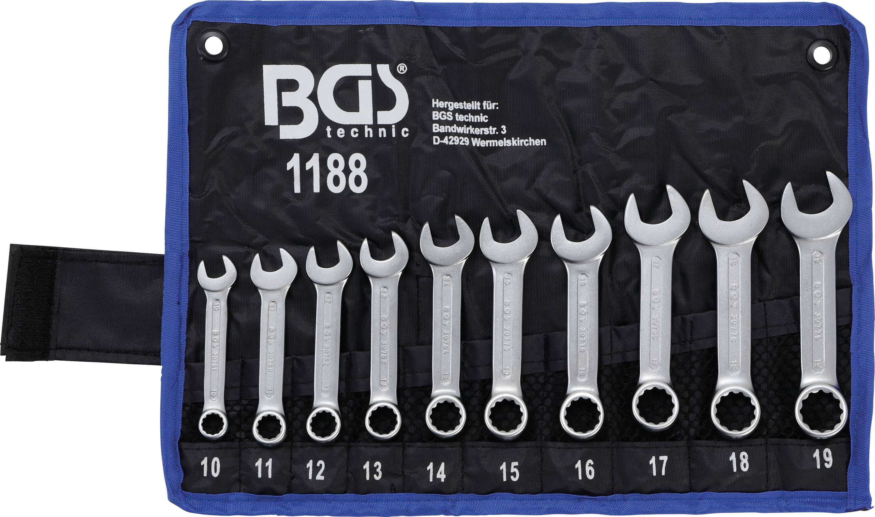 BGS Maul-Ringschlssel-Satz | extra kurz | SW 10 - 19 mm | 10-tlg.
