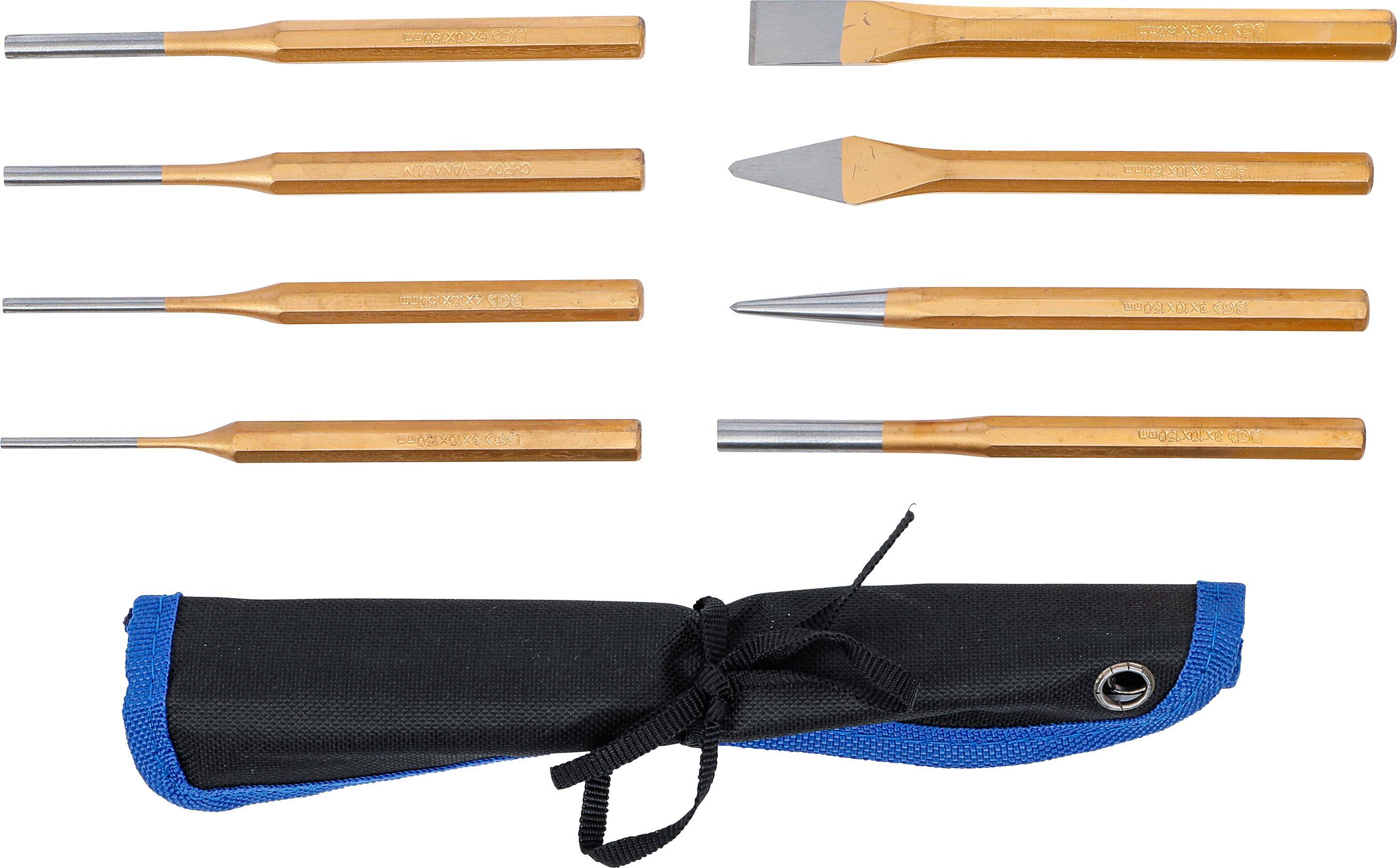 BGS technic Splintentreiber-Satz | 150 mm | inkl. Meiel + Krner |