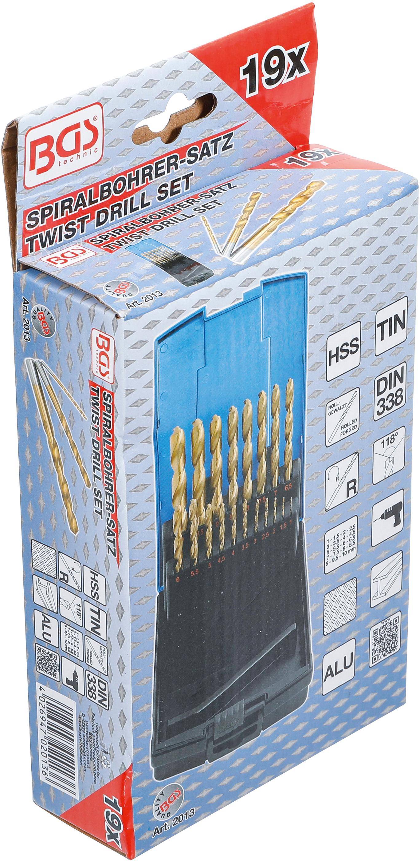 BGS technic Spiralbohrer-Satz | HSS | titan-nitriert | 1 - 10 mm |