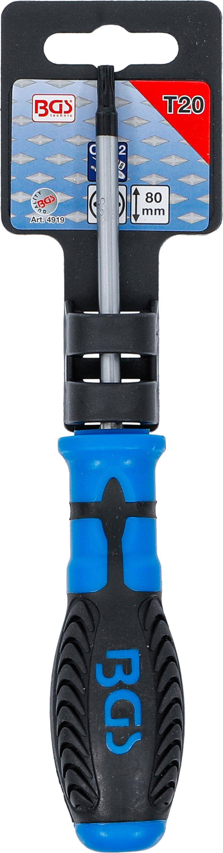 BGS Schraubendreher | T-Profil (fr Torx) T20 | Klingenlnge 80 mm
