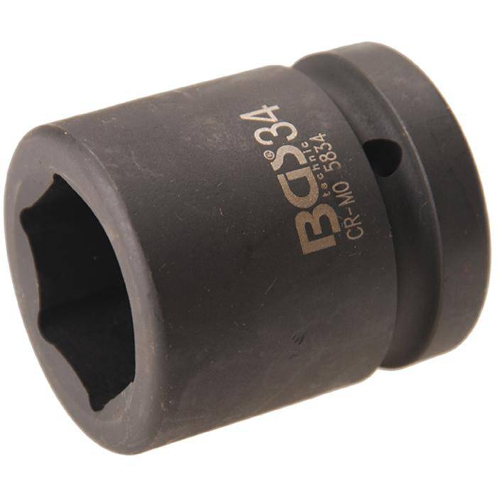 Kraft-Einsatz - 1" Antrieb - 34 mm - CR-MO-Stahl - phosphatiert - mit Rille und Bohrung für Haltekugel