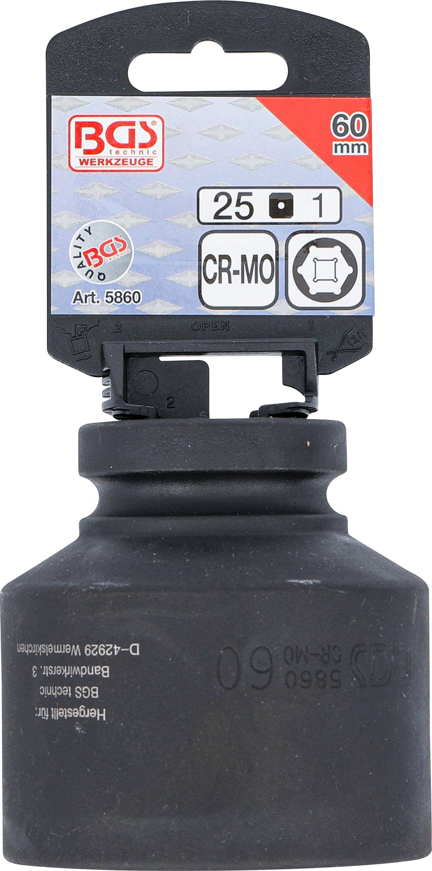 BGS Kraft-Steckschlüssel-Einsatz Sechskant | Antrieb Innenvierkant 25