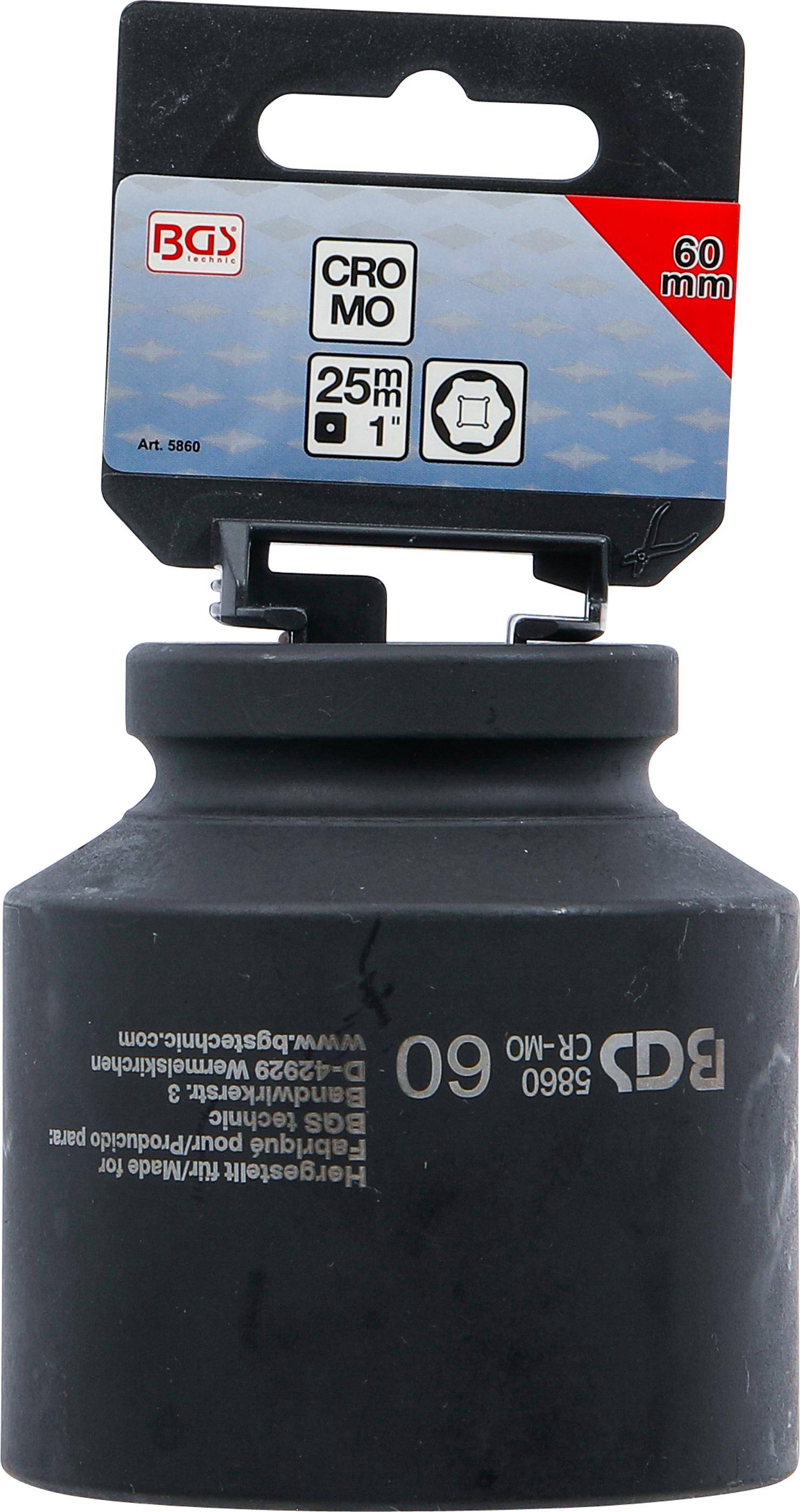 BGS Kraft-Steckschlssel-Einsatz Sechskant | Antrieb Innenvierkant 25