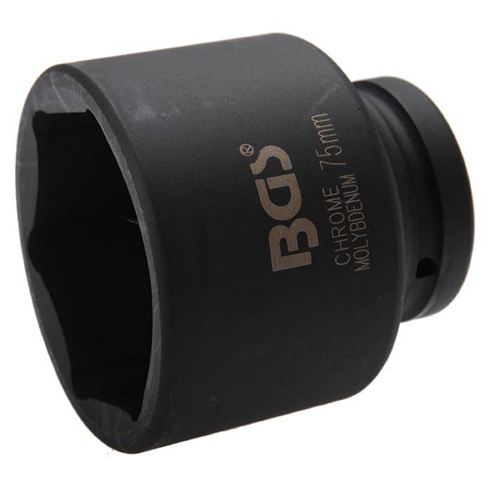 Schwarze BGS 70 mm Chrom-Molybdän Stecknuss-Aufsatz, isoliert auf weißem Hintergrund gezeigt.