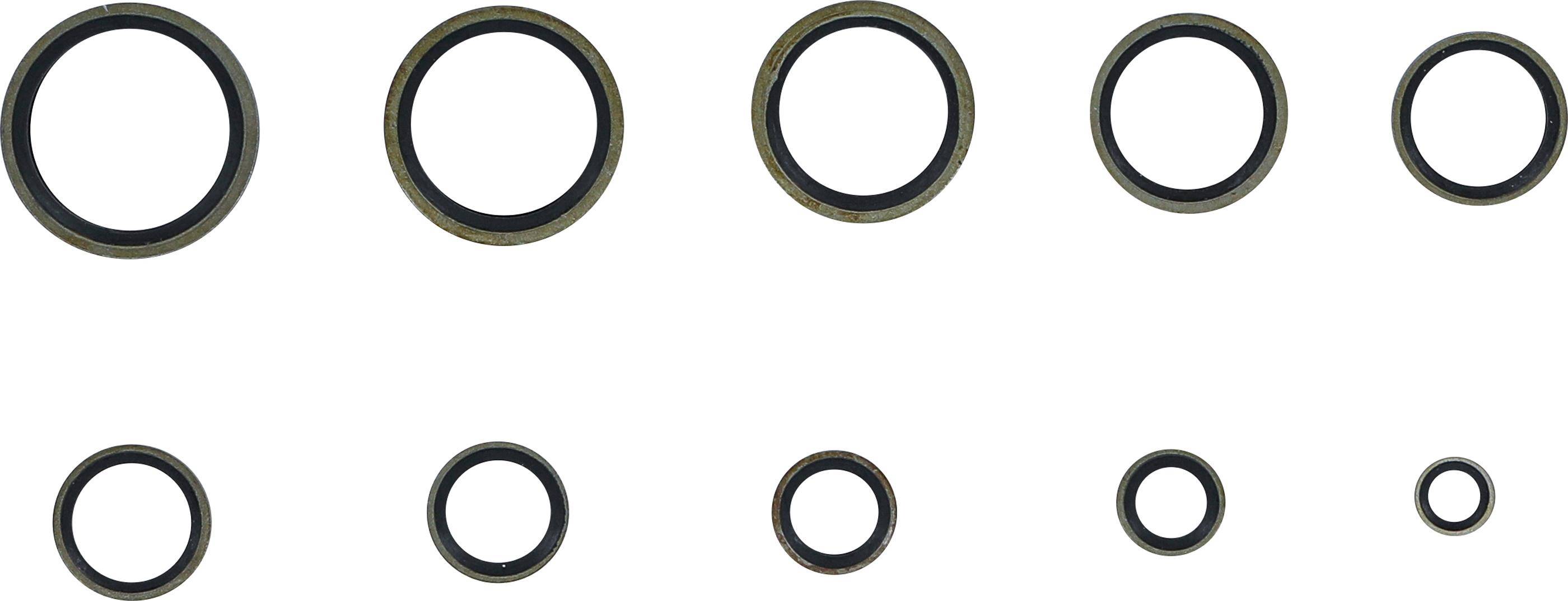 BGS technic Dichtring-Sortiment | Metall | mit Gummi-Dichtwulst |