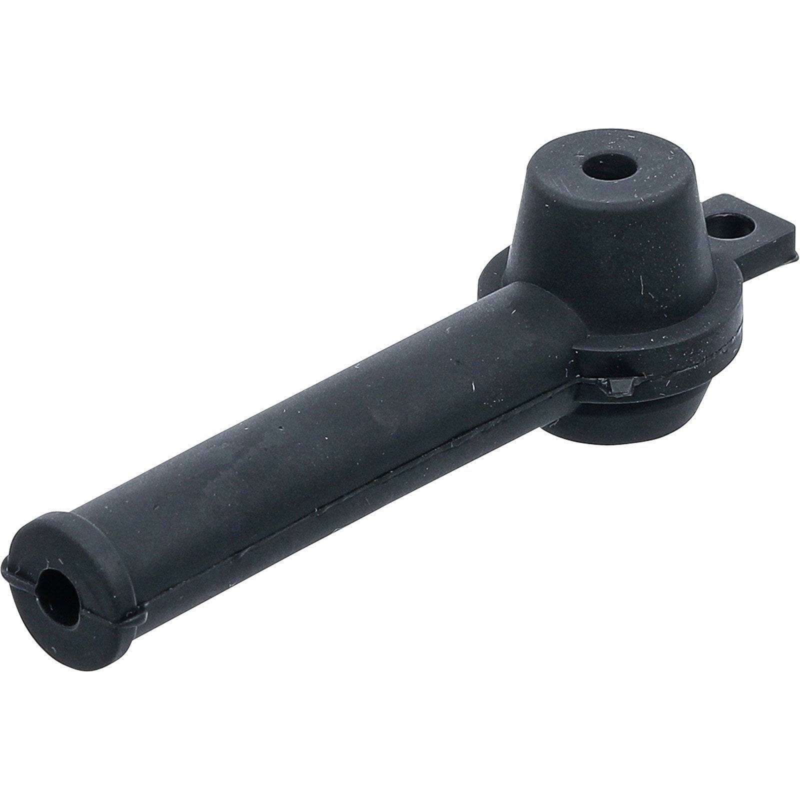 Ein Gummizündkerzenstecker in Schwarz, entwickelt zum Isolieren und Schützen der Verbindung zwischen einer Zündkerze und einem Zündkabel.