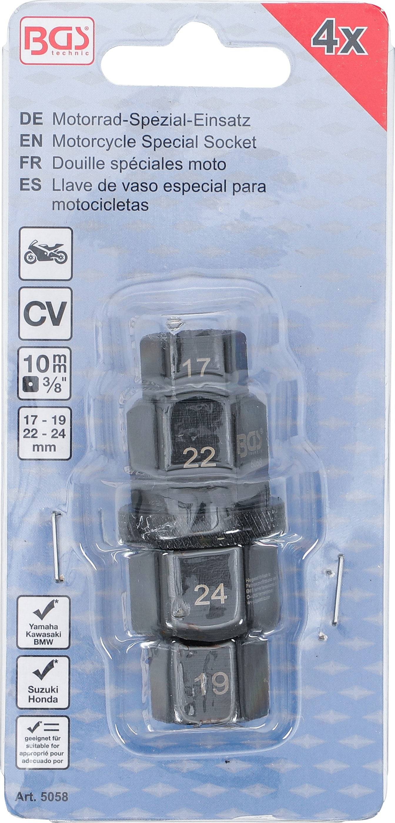 BGS TECHNIC Motorrad-Spezial-Einsatz, 5058, 17-19-22-24 mm