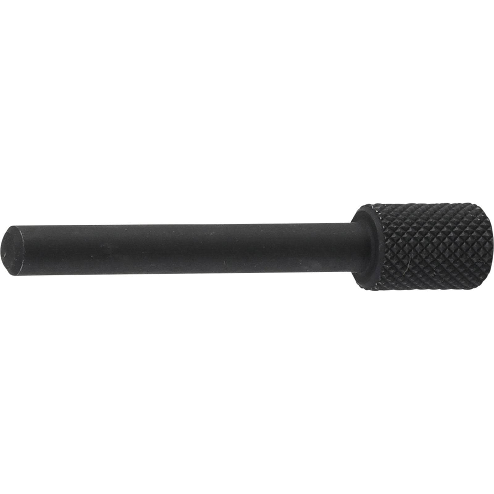 Eine schwarze Metallstange mit strukturiertem Griff, die wie ein Handgriff oder eine Werkzeugkomponente aussieht, auf einem einfarbigen Hintergrund.
