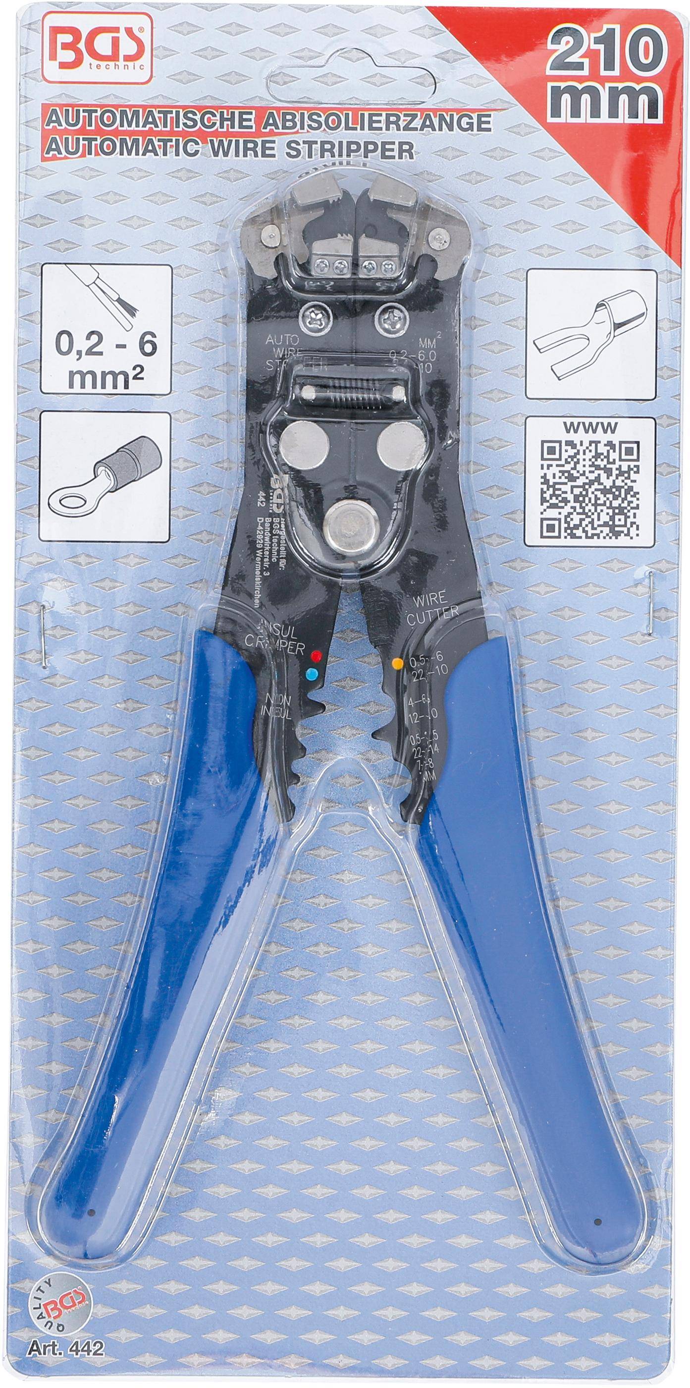 BGS Automatische Abisolierzange | fr Draht- 0,13 - 6 mm | 210 mm