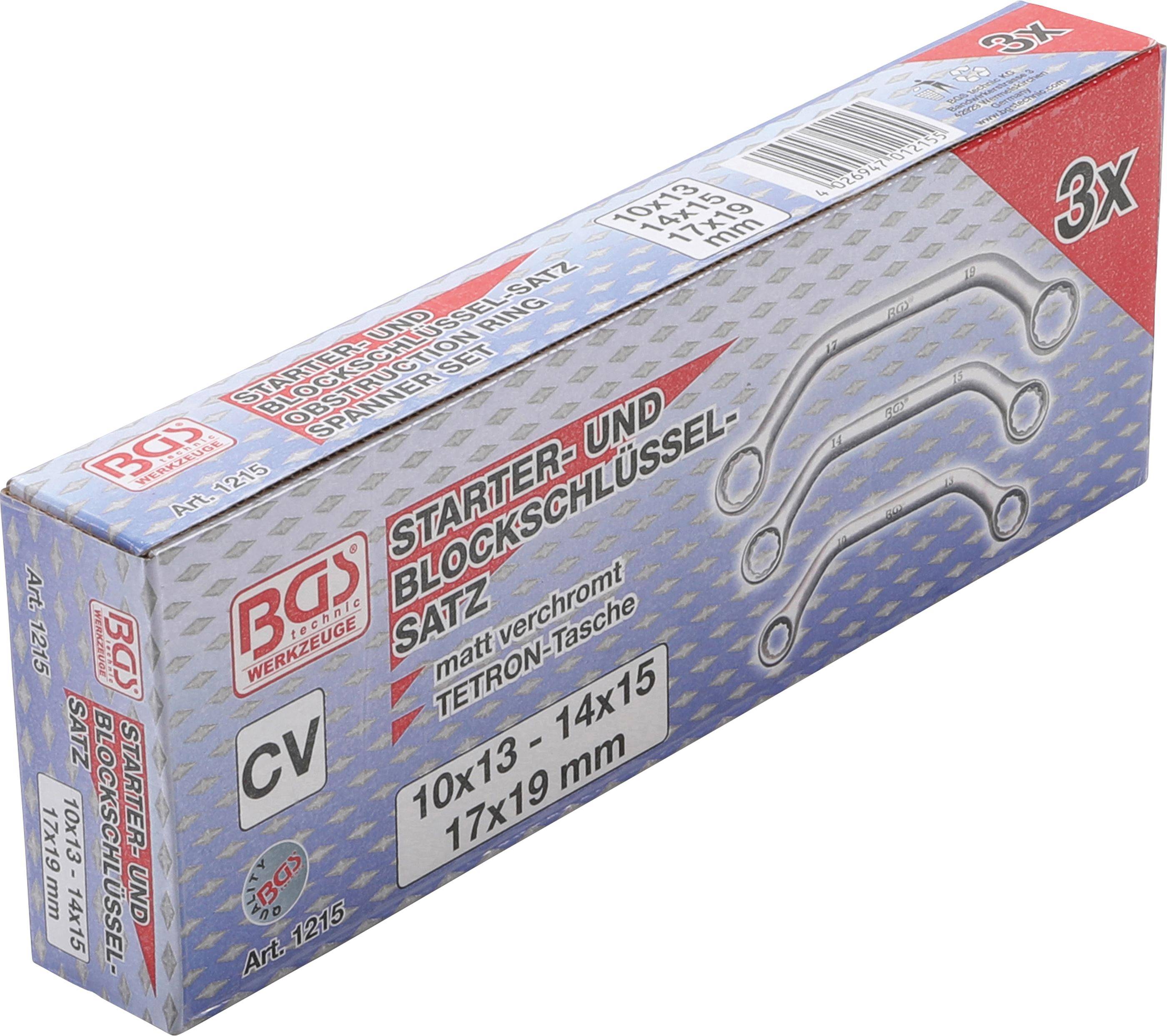 BGS Starter- und Blockschlüssel-Satz | SW 10 x 13 - 17 x 19 mm |