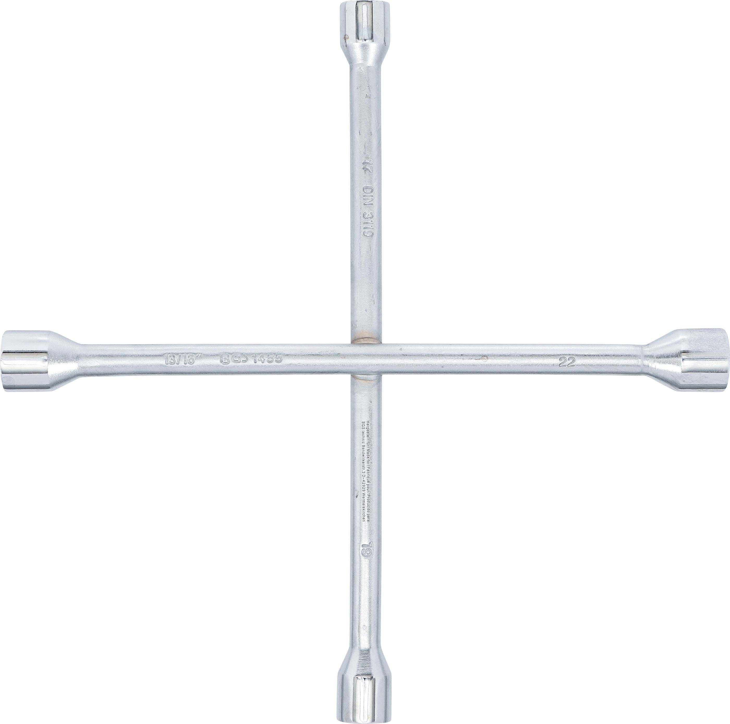 BGS technic Rad-Kreuzschlüssel | für Pkw | SW 17 x 19 x 22 mm x 13/16"