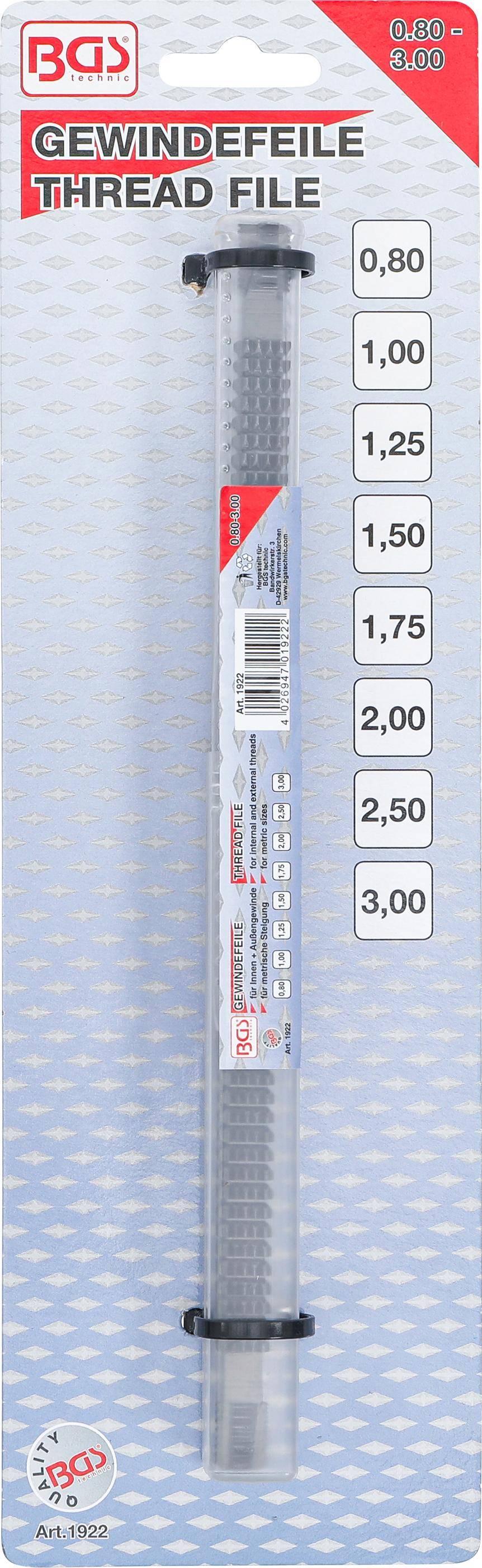 BGS technic Gewindefeile | Innen und Außengewinde | metrisch 0,80 -